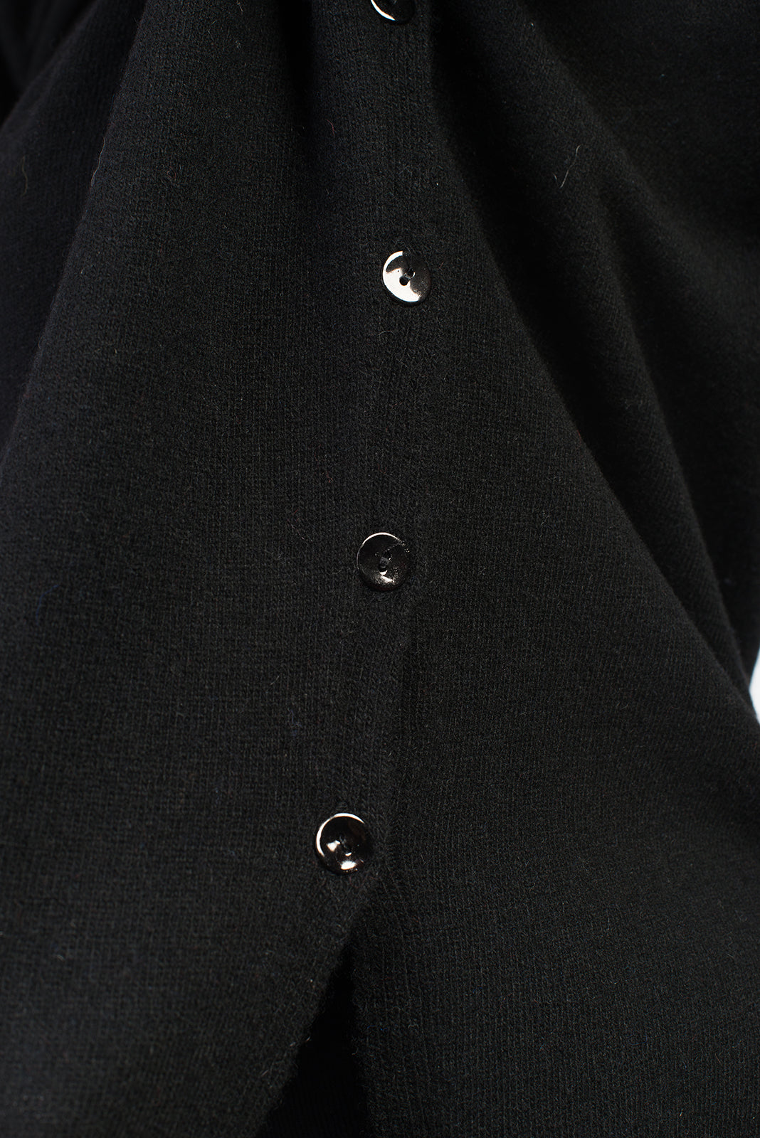 Women's cashmere blend crewneck with side buttons, colour Black, view 4 | Dalle Piane Cashmere