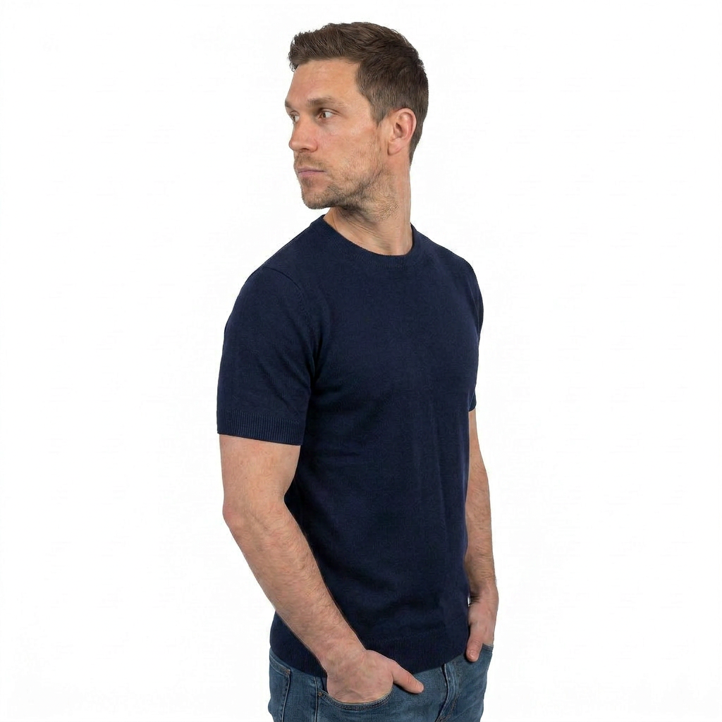 Men's 100% cotton T-shirt, colour Black, view 5 | Dalle Piane Cashmere
