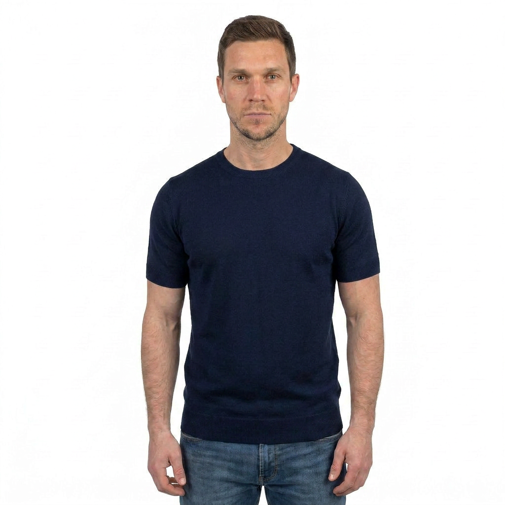 Men's 100% cotton T-shirt, colour Blue | Dalle Piane Cashmere