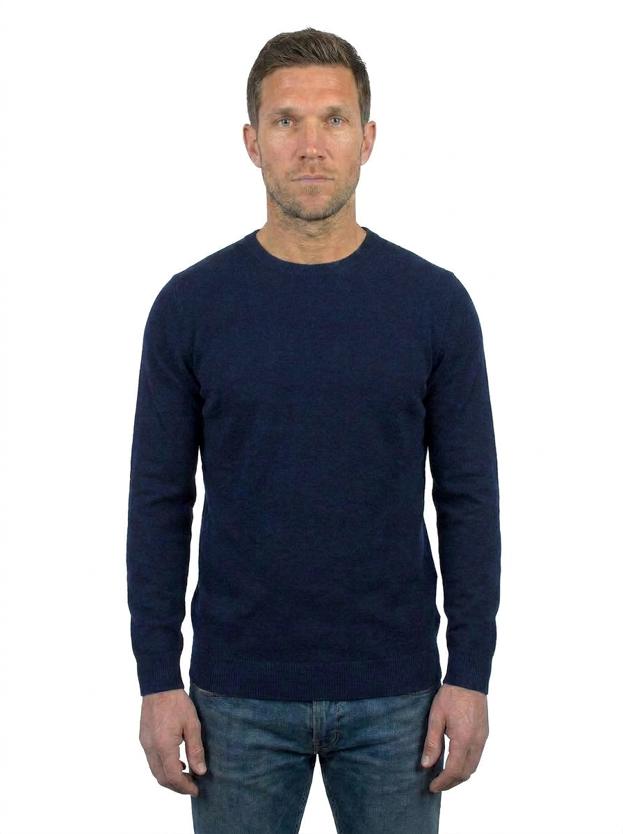 Men's 100% cotton crewneck, colour Blue | Dalle Piane Cashmere