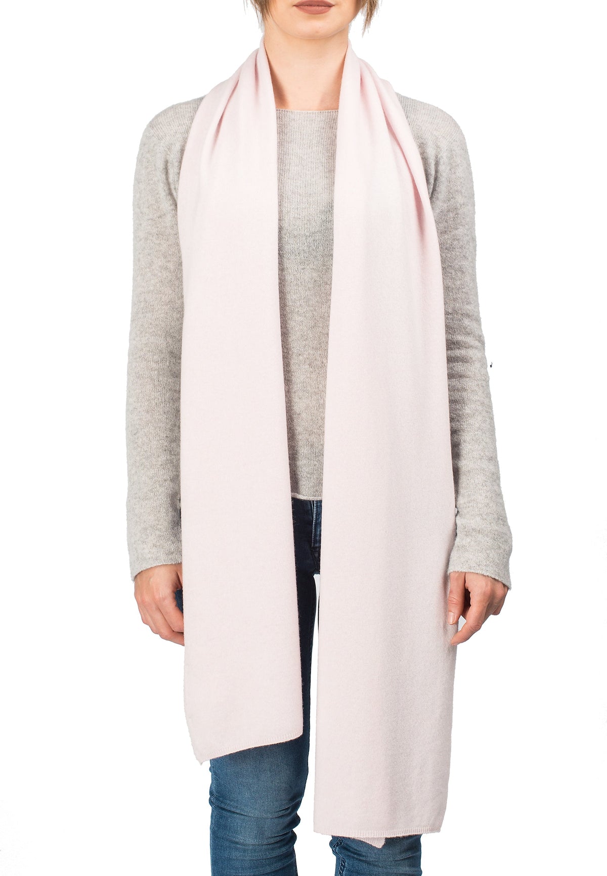 Unisex cashmere blend scarf, colour Pink, view 2 | Dalle Piane Cashmere