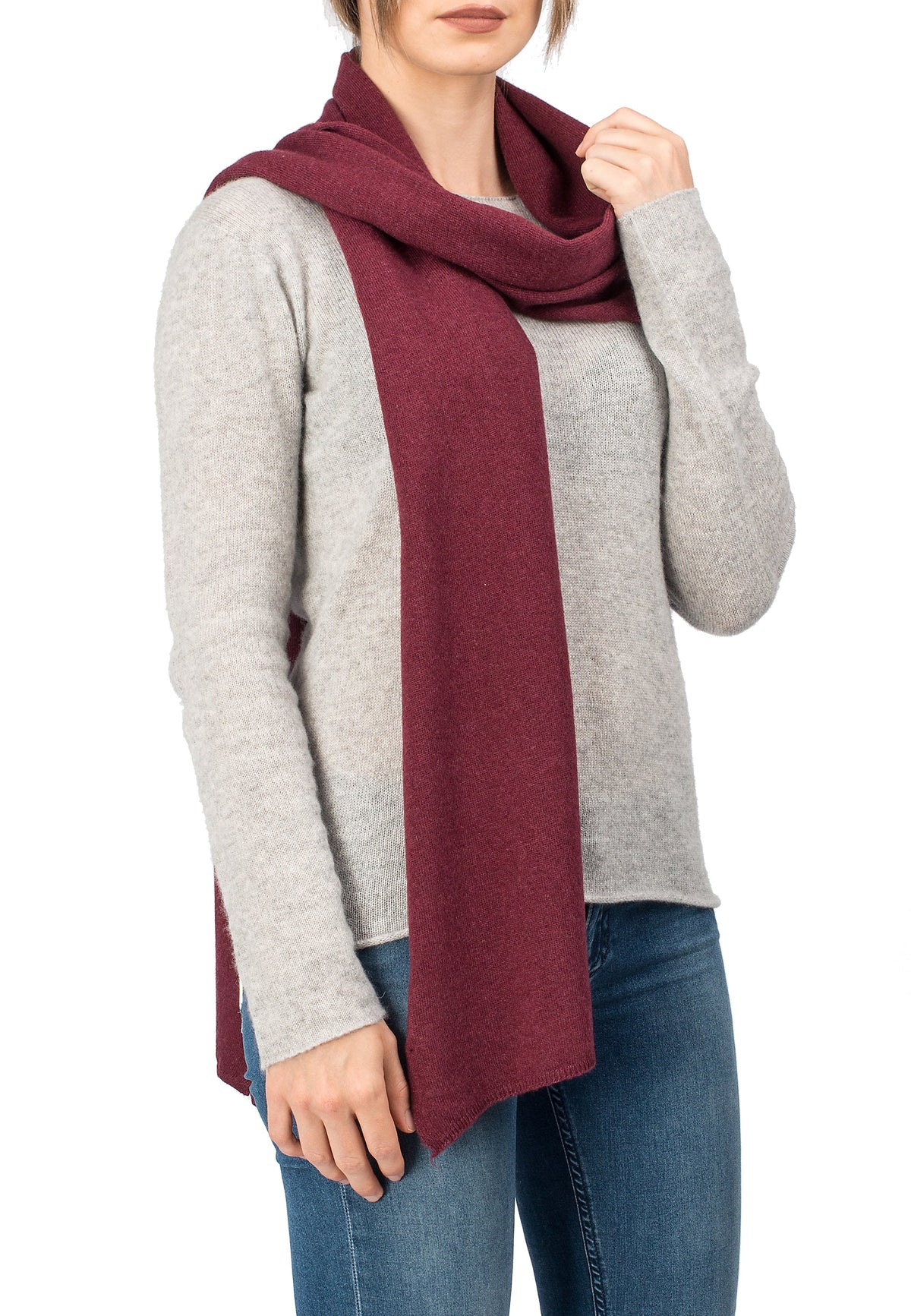 Unisex cashmere blend scarf, colour Bordeaux | Dalle Piane Cashmere