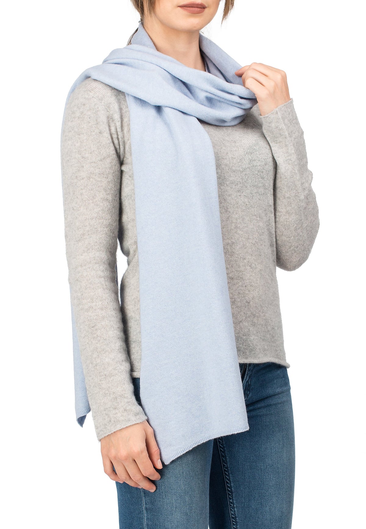 Unisex cashmere blend scarf, colour Sky | Dalle Piane Cashmere
