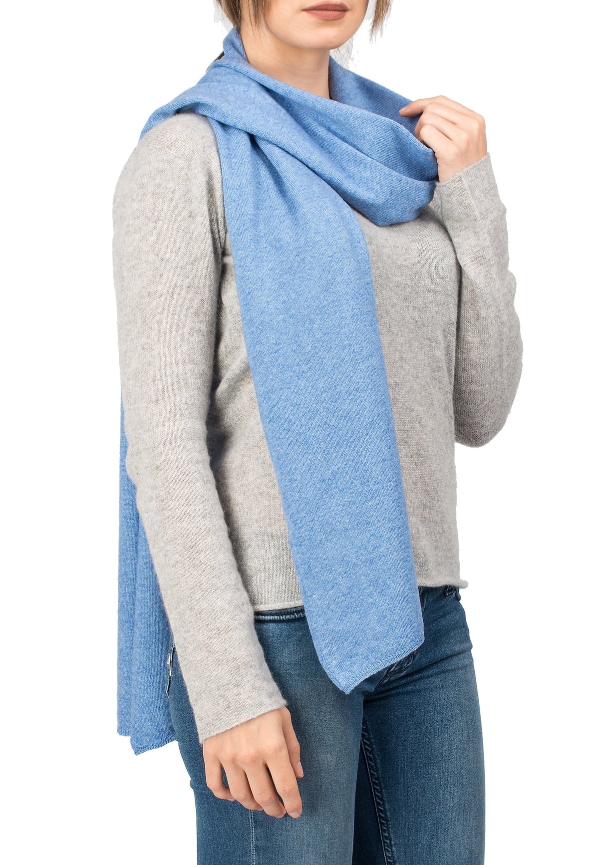 Unisex cashmere blend scarf, colour Light Blue | Dalle Piane Cashmere