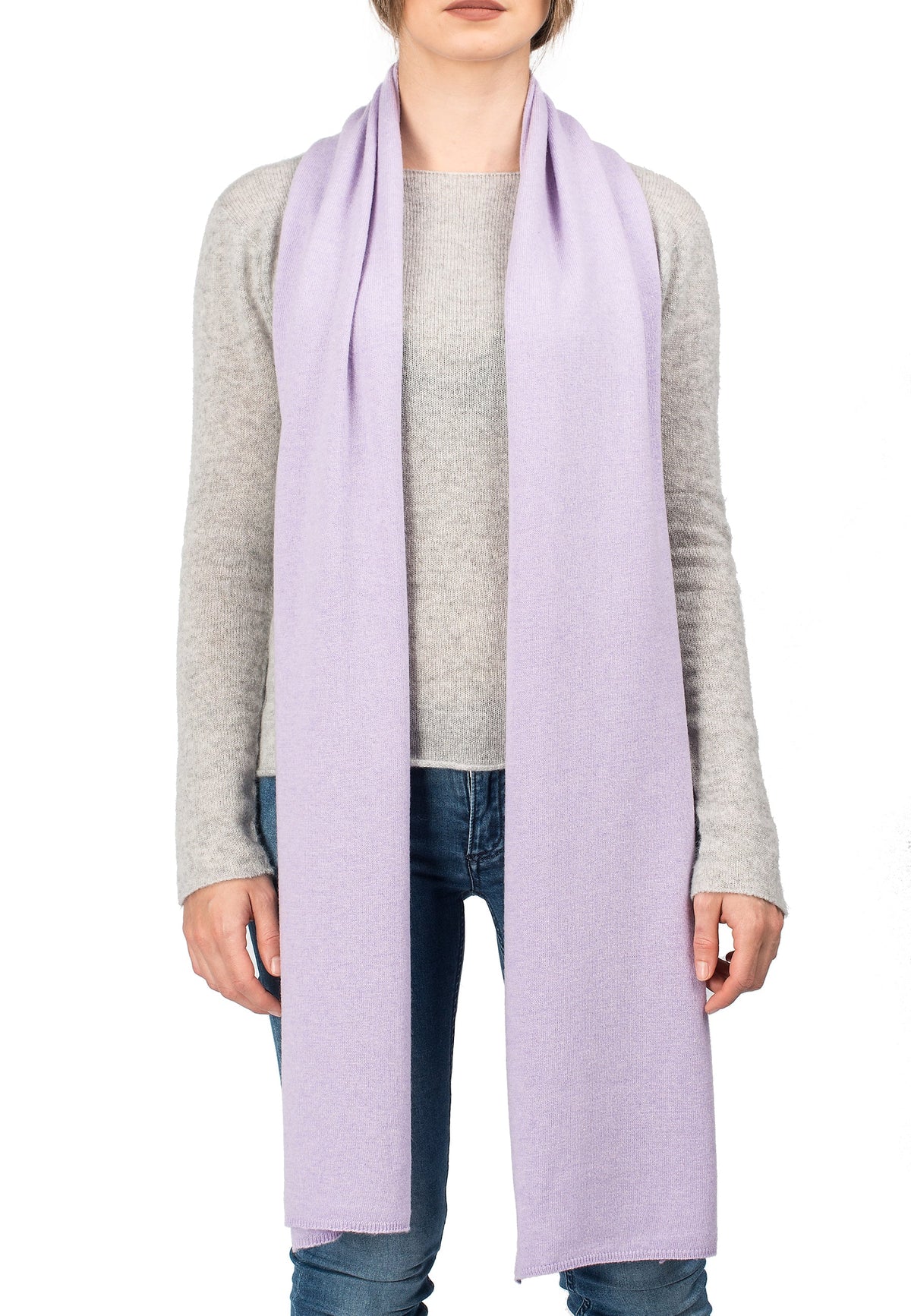 Unisex cashmere blend scarf, colour Lilac, view 2 | Dalle Piane Cashmere