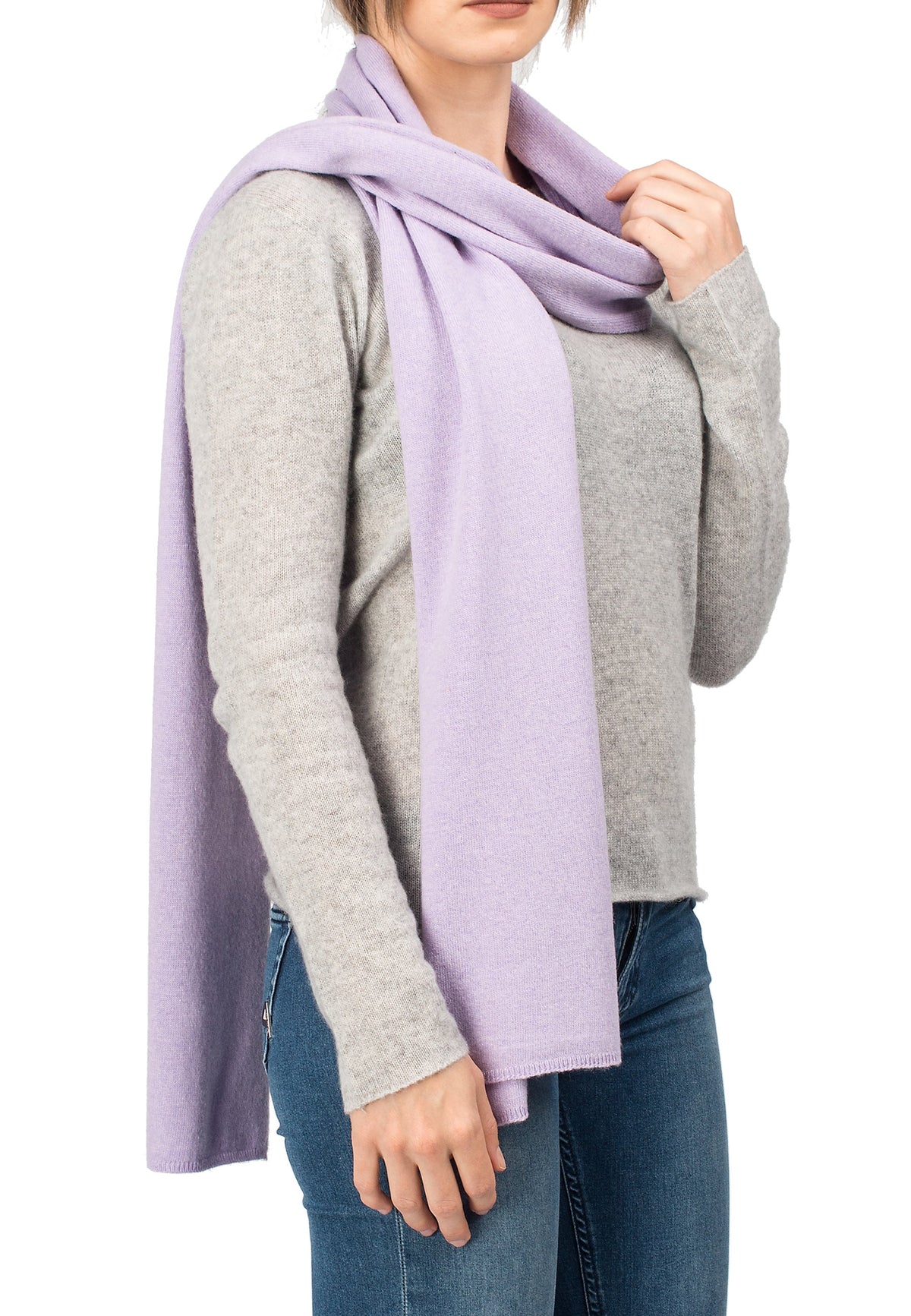 Unisex cashmere blend scarf, colour Lilac | Dalle Piane Cashmere