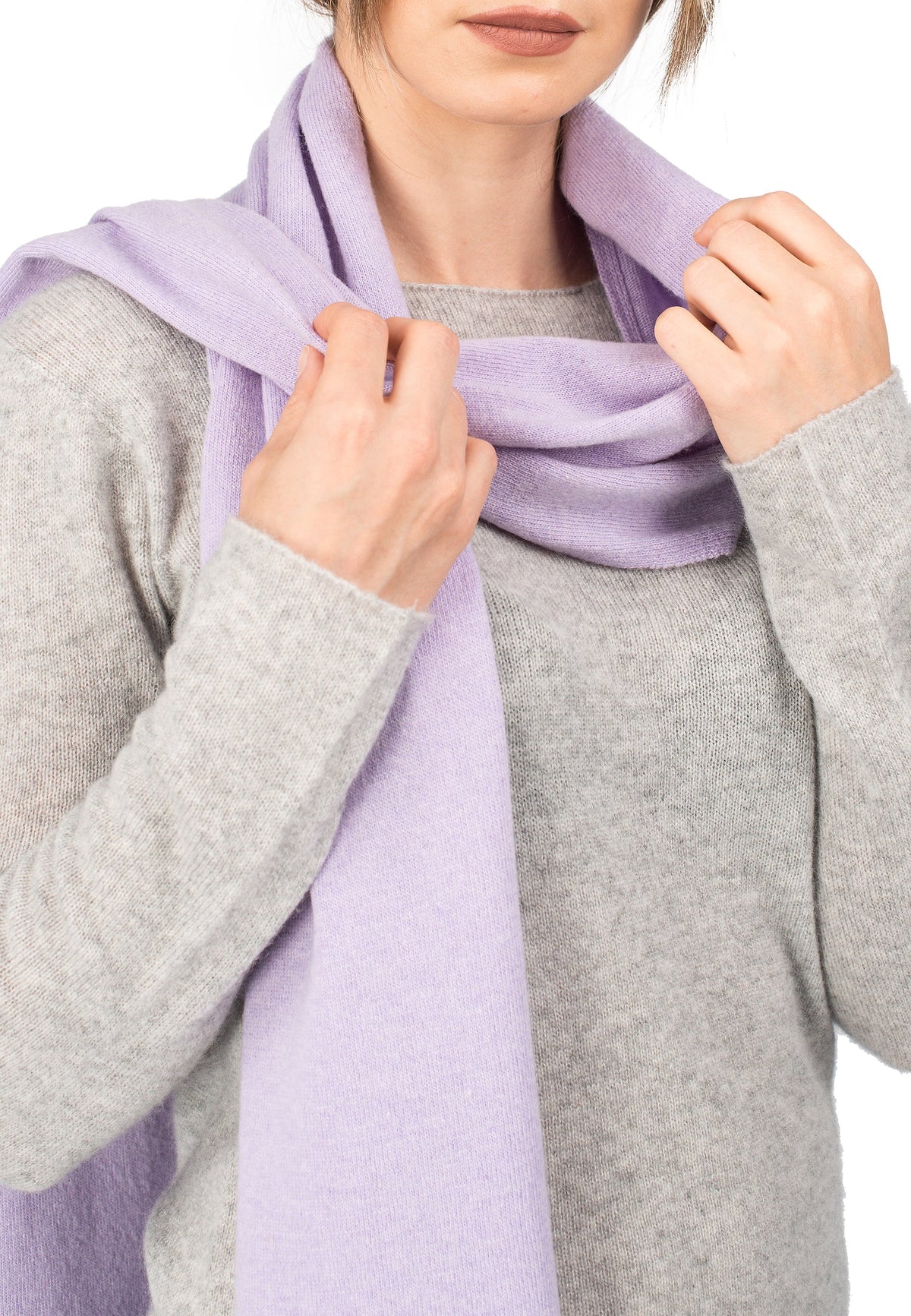 Unisex cashmere blend scarf, colour Lilac, view 3 | Dalle Piane Cashmere