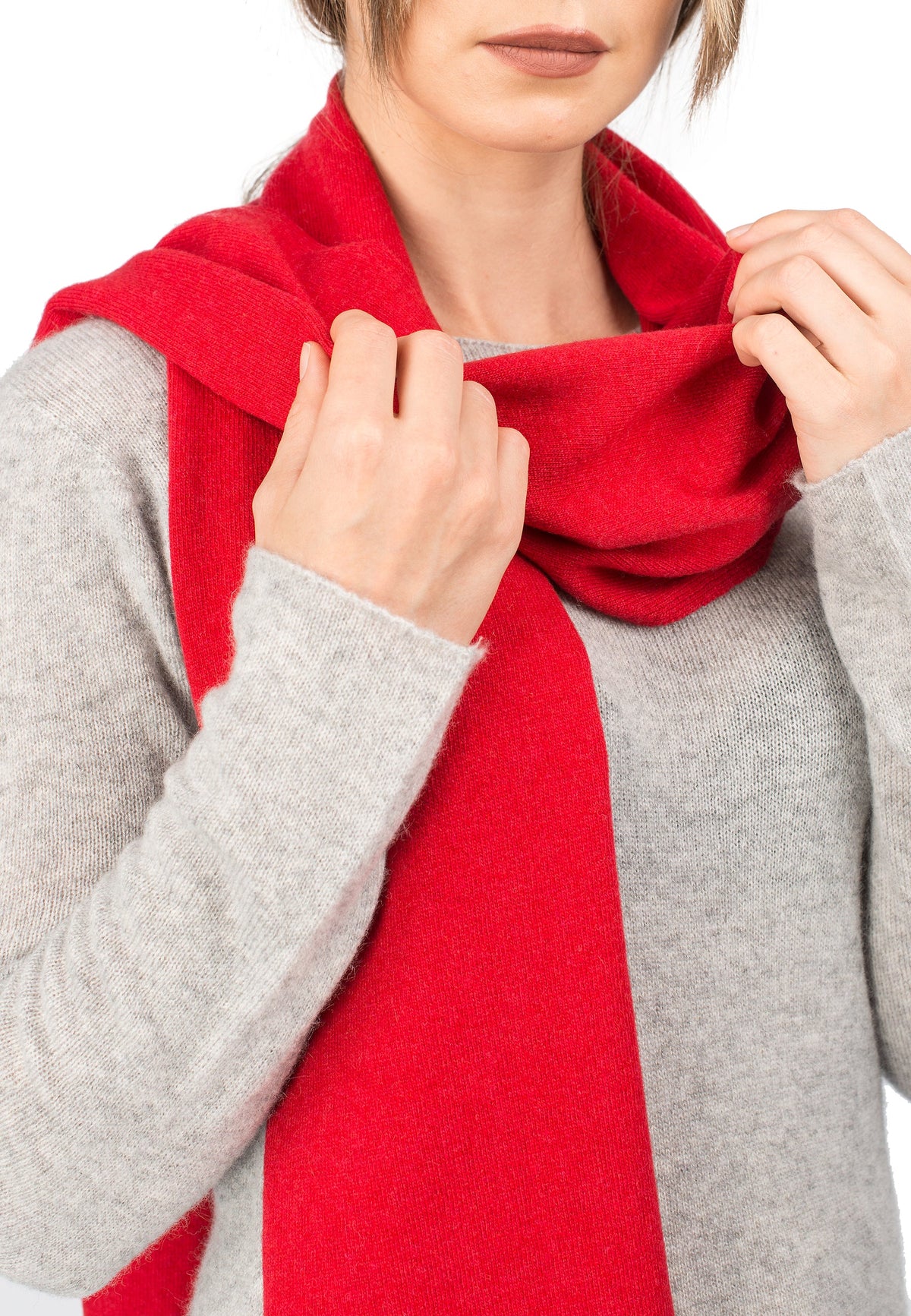 Unisex cashmere blend scarf, colour Red, view 3 | Dalle Piane Cashmere