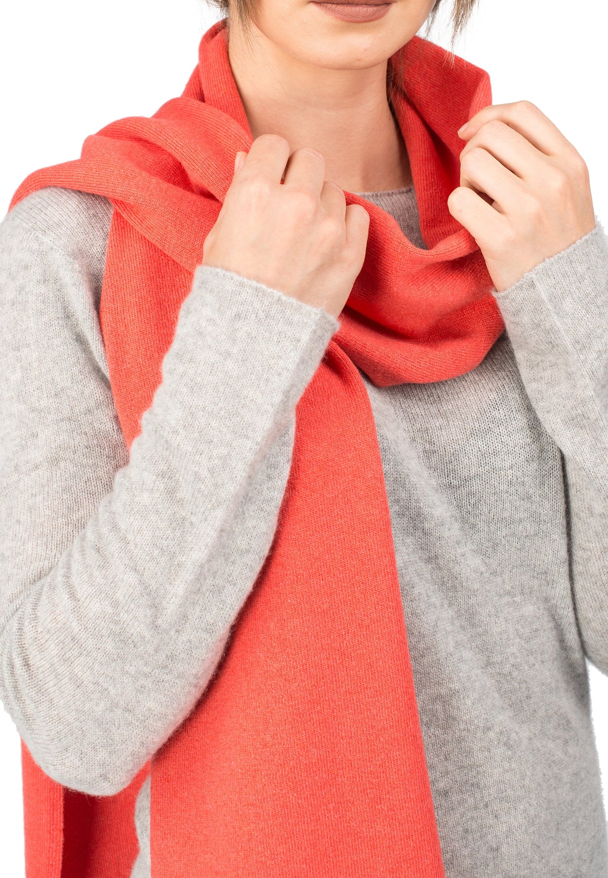Unisex cashmere blend scarf, colour Orange, view 3 | Dalle Piane Cashmere