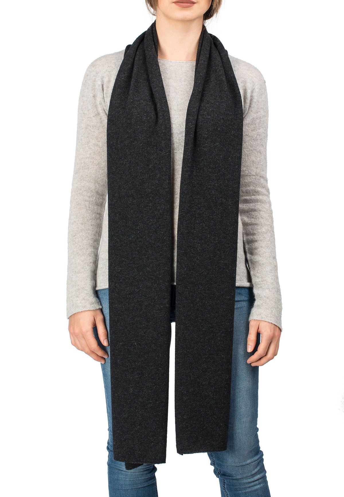 Unisex cashmere blend scarf, colour Anthracite, view 2 | Dalle Piane Cashmere