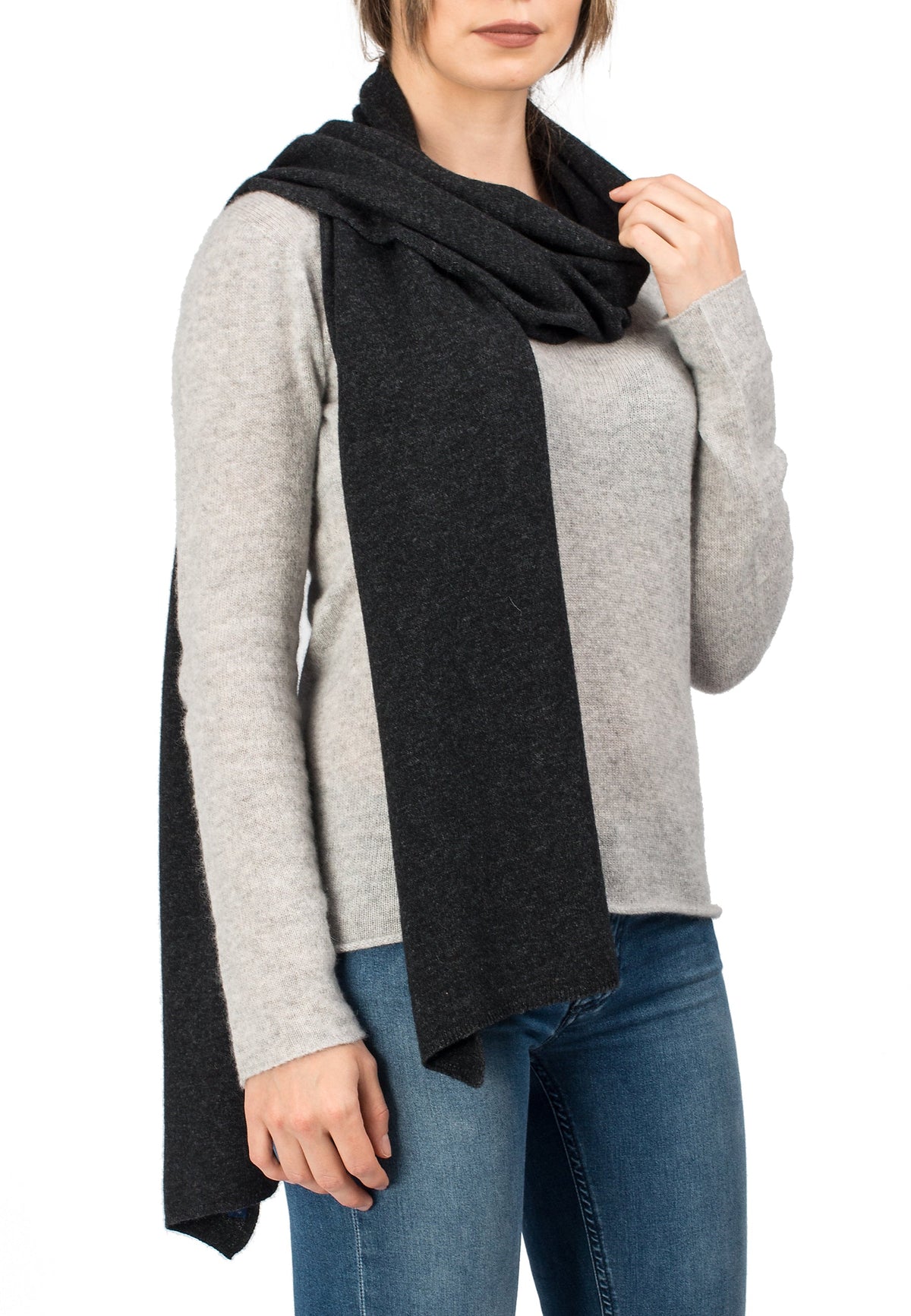 Unisex cashmere blend scarf, colour Anthracite | Dalle Piane Cashmere
