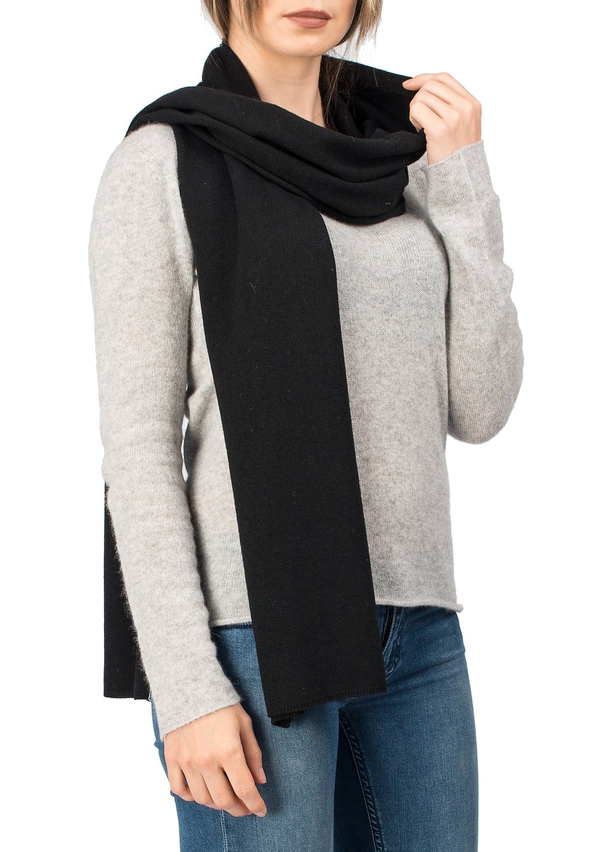 Unisex cashmere blend scarf, colour Black | Dalle Piane Cashmere