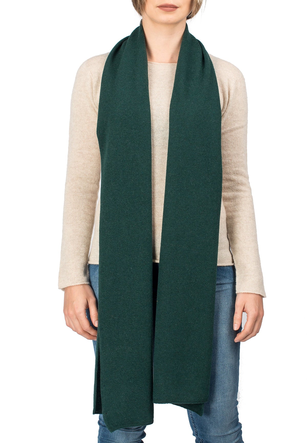 Unisex cashmere blend scarf, colour Green, view 2 | Dalle Piane Cashmere