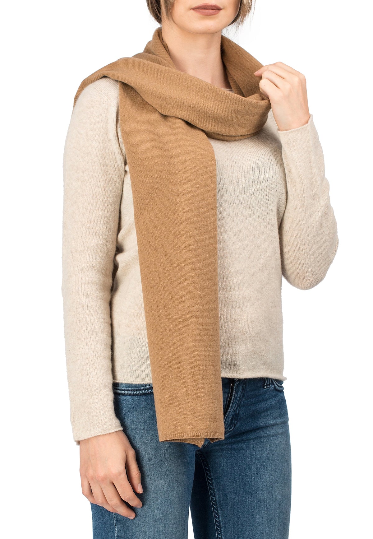 Unisex cashmere blend scarf, colour Camel | Dalle Piane Cashmere