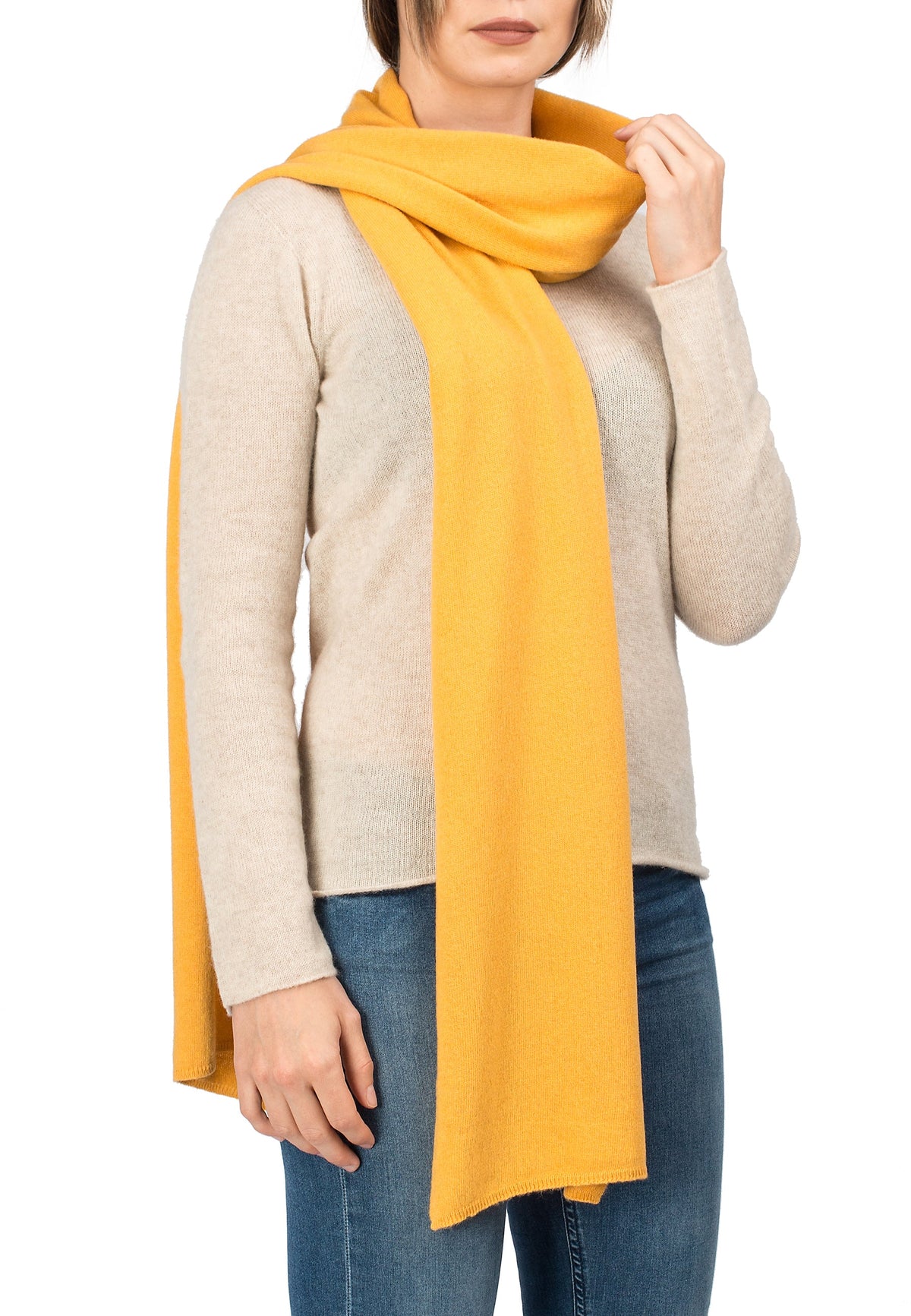 Unisex cashmere blend scarf, colour Yellow | Dalle Piane Cashmere