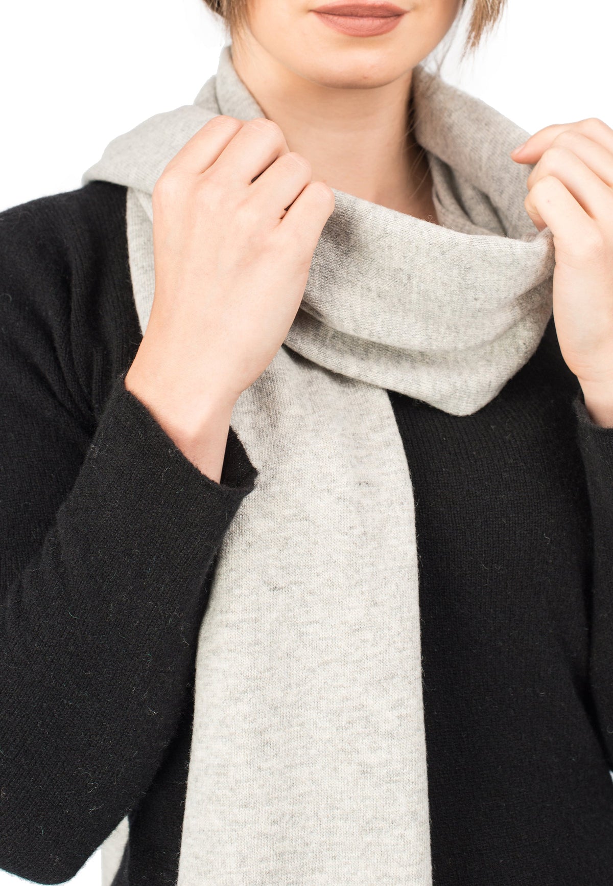Unisex cashmere blend scarf, colour Grey, view 3 | Dalle Piane Cashmere