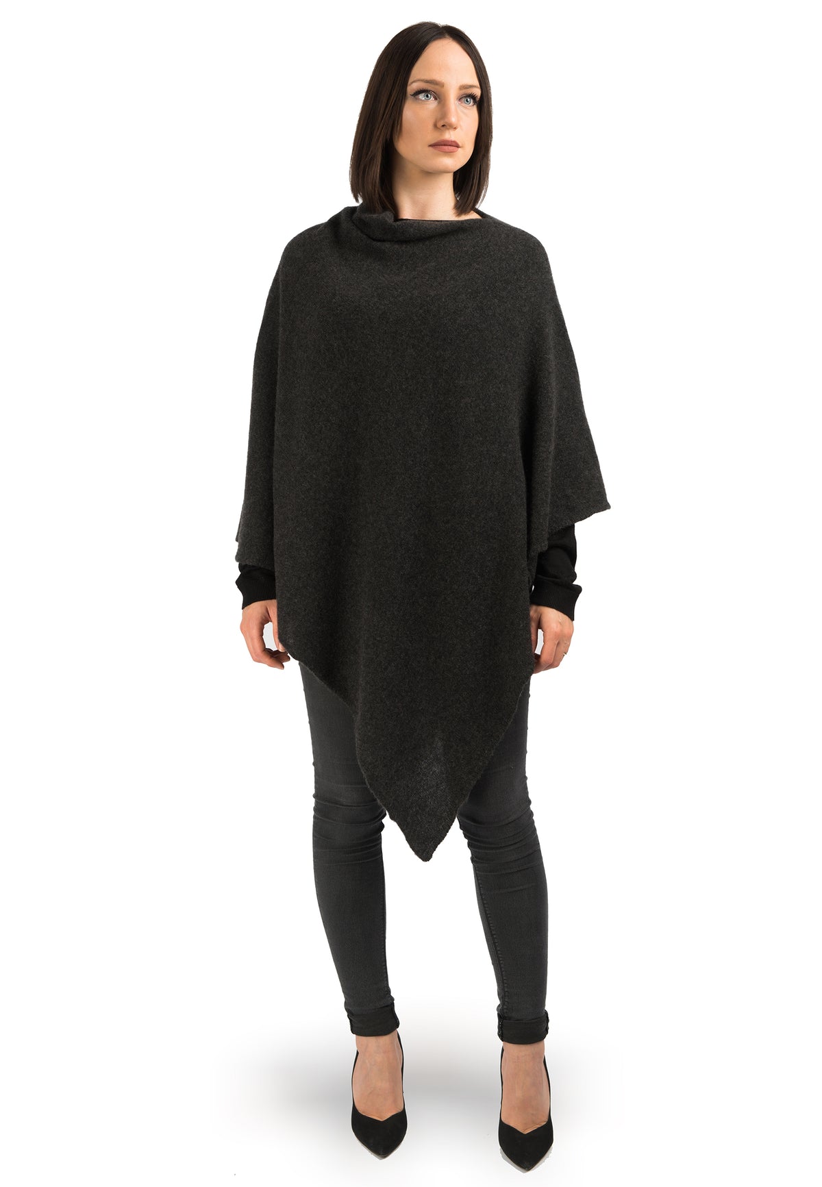 100% cashmere poncho, colour Anthracite | Dalle Piane Cashmere