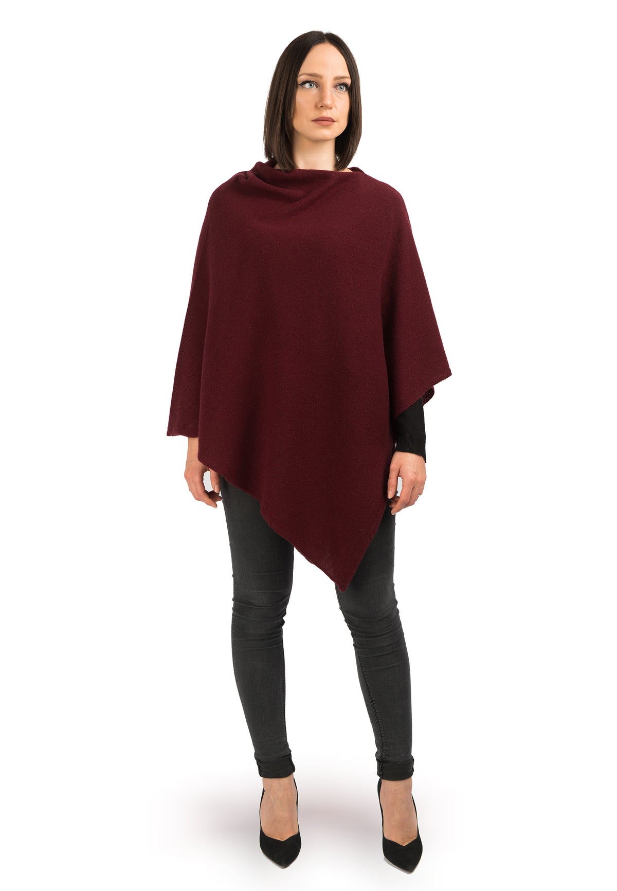 100% cashmere poncho, colour Bordeaux | Dalle Piane Cashmere