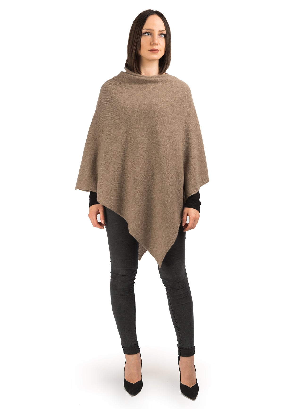 100% cashmere poncho, colour Mink | Dalle Piane Cashmere