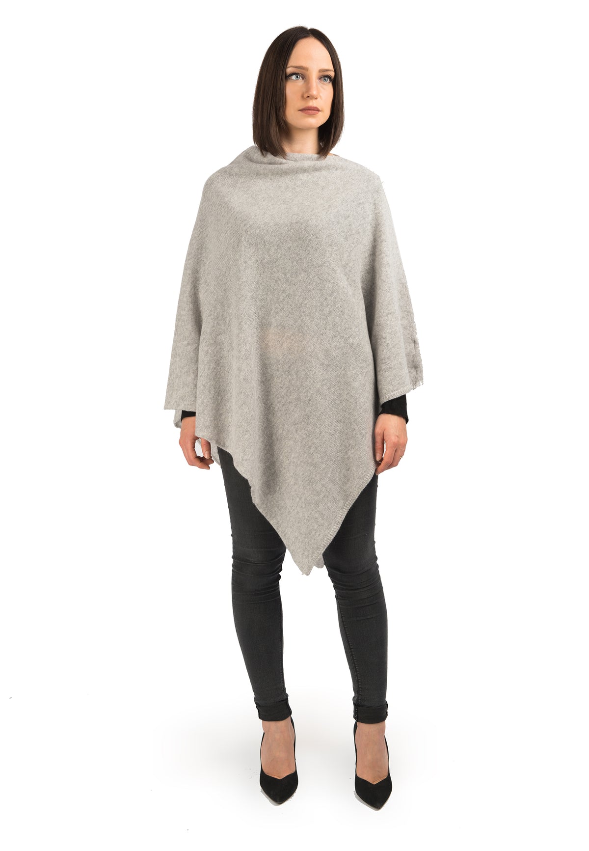 100% cashmere poncho, colour Grey | Dalle Piane Cashmere