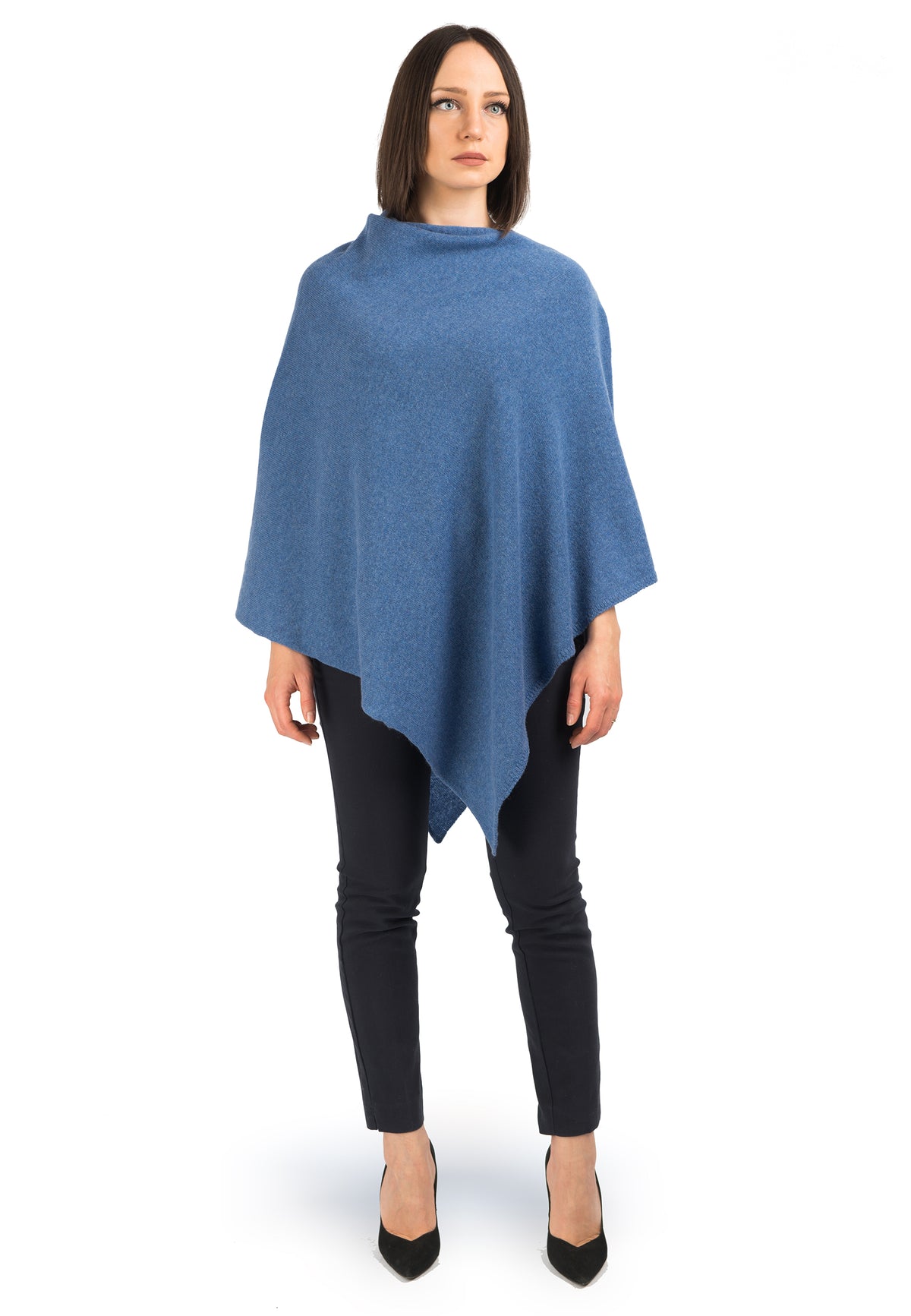 100% cashmere poncho, colour Light Blue | Dalle Piane Cashmere
