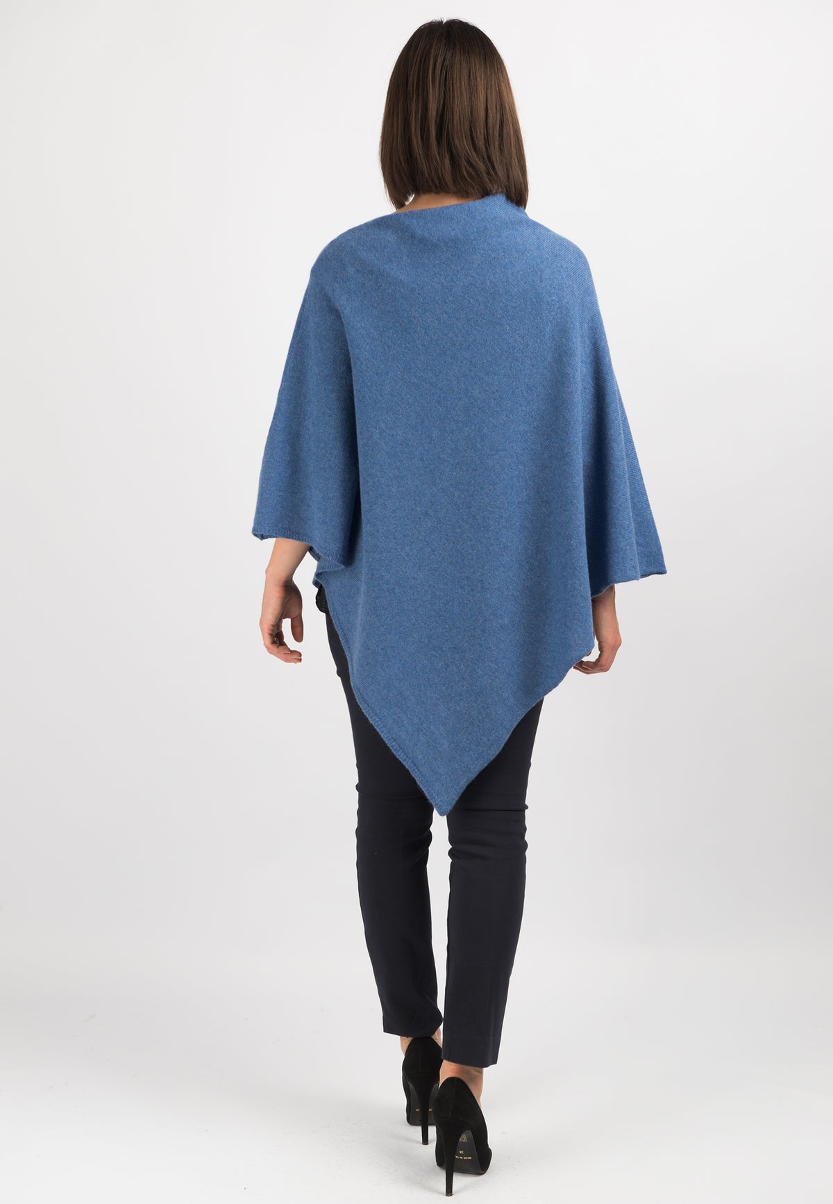 100% cashmere poncho, colour Light Blue, view 3 | Dalle Piane Cashmere
