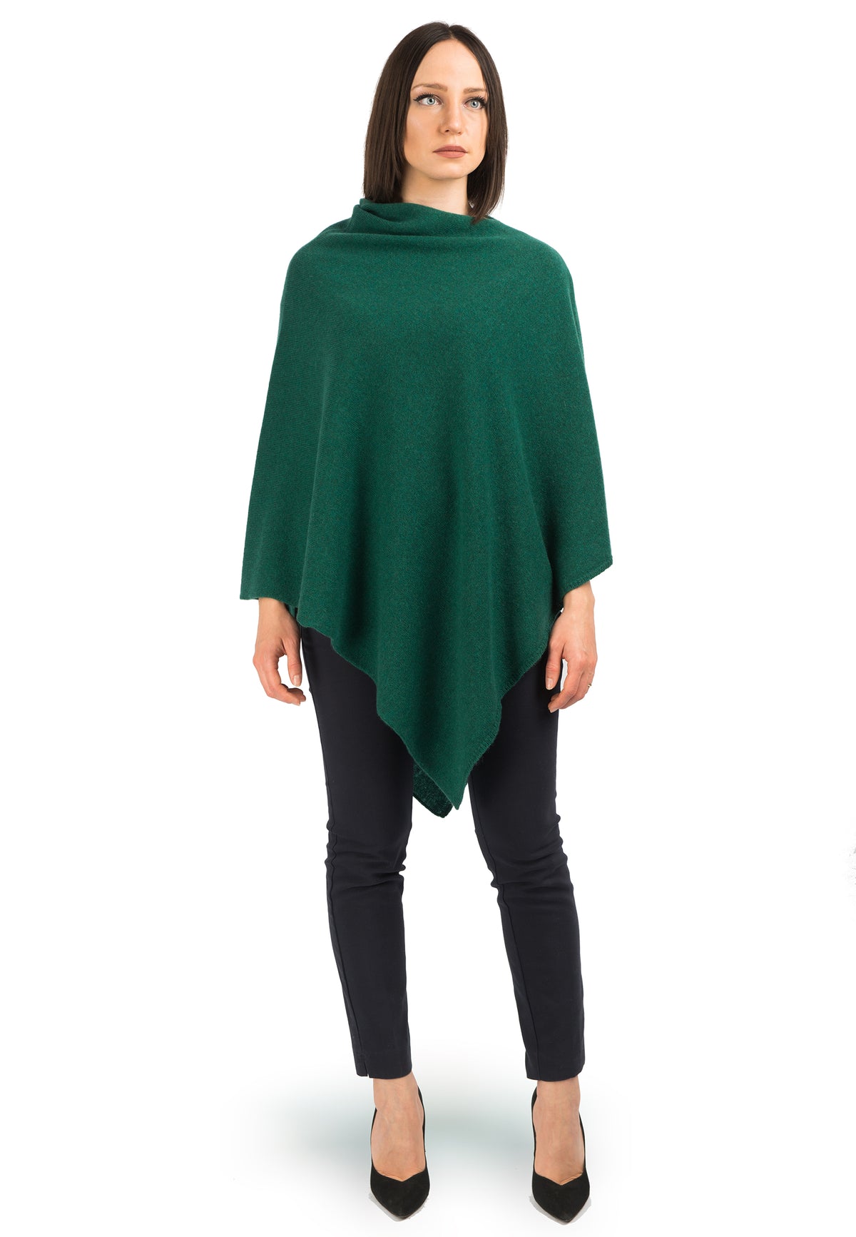 100% cashmere poncho, colour Green | Dalle Piane Cashmere