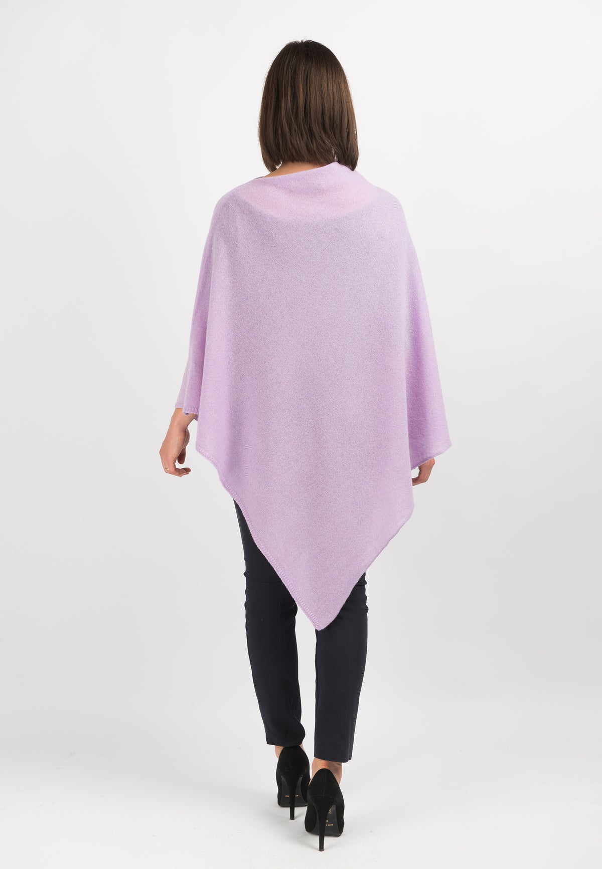 100% cashmere poncho, colour Lilac, view 3 | Dalle Piane Cashmere