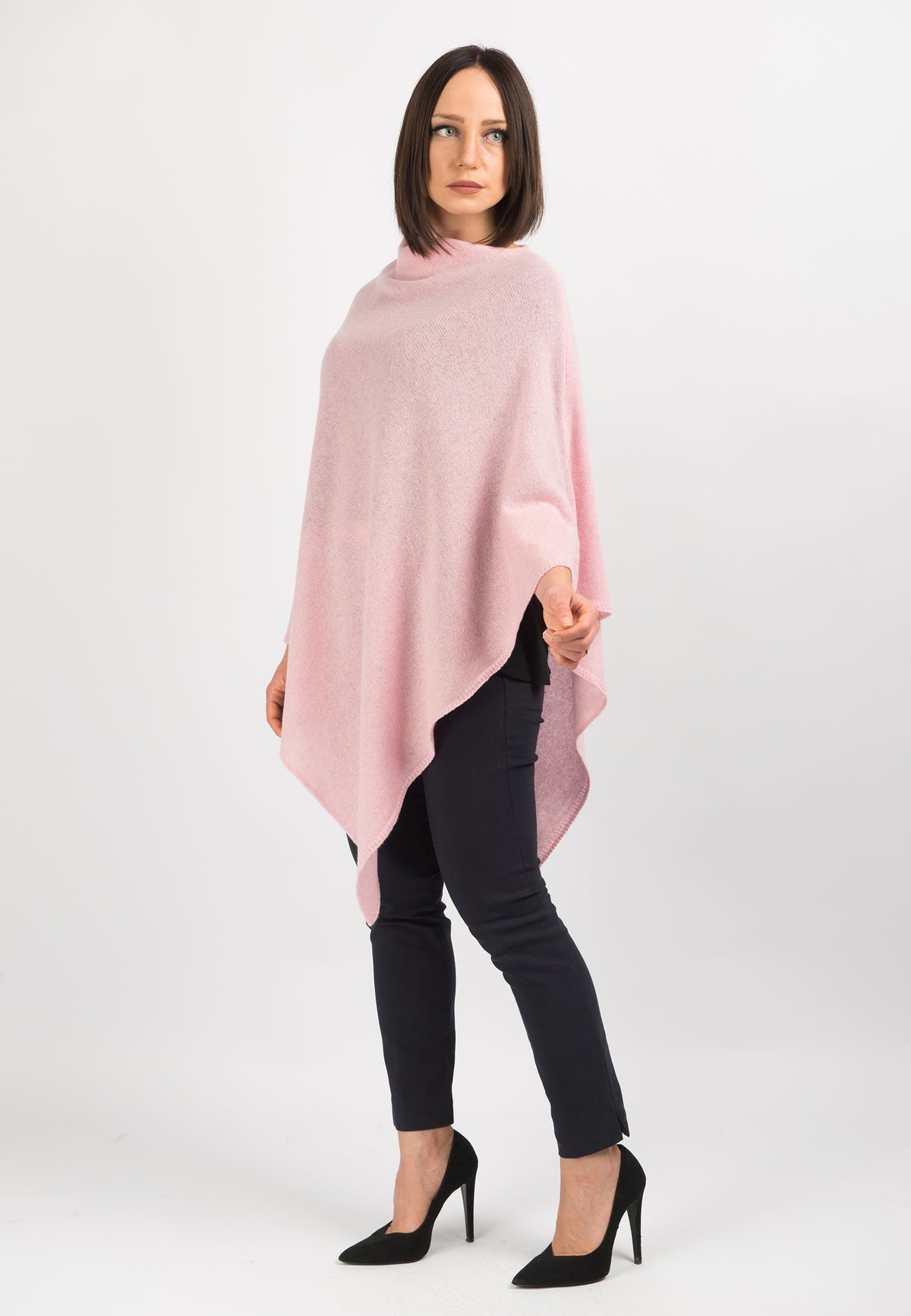 100% cashmere poncho, colour Pink, view 2 | Dalle Piane Cashmere