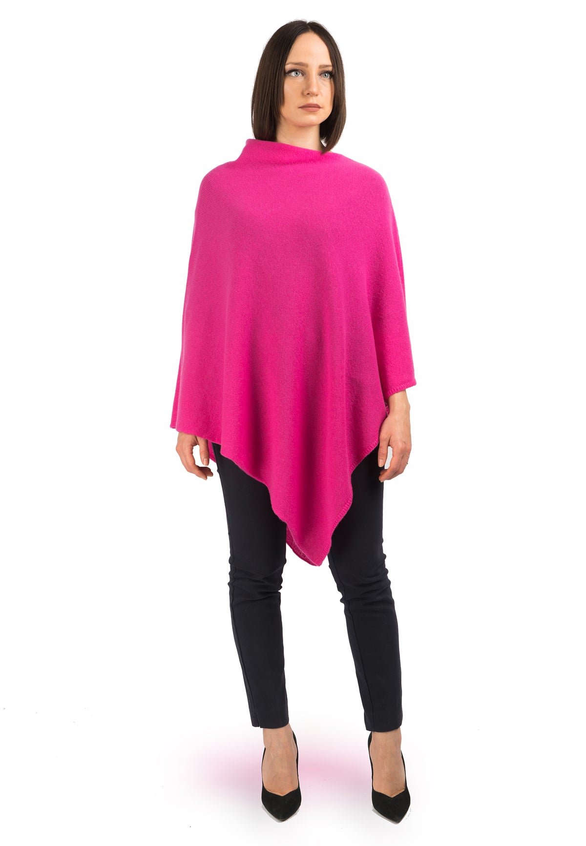 100% cashmere poncho, colour Fuchsia | Dalle Piane Cashmere