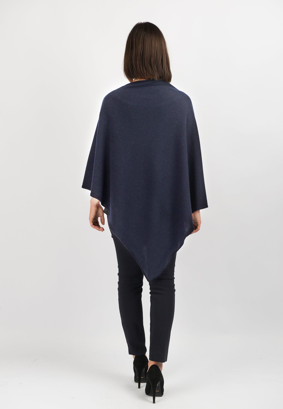 100% cashmere poncho, colour Blue, view 3 | Dalle Piane Cashmere