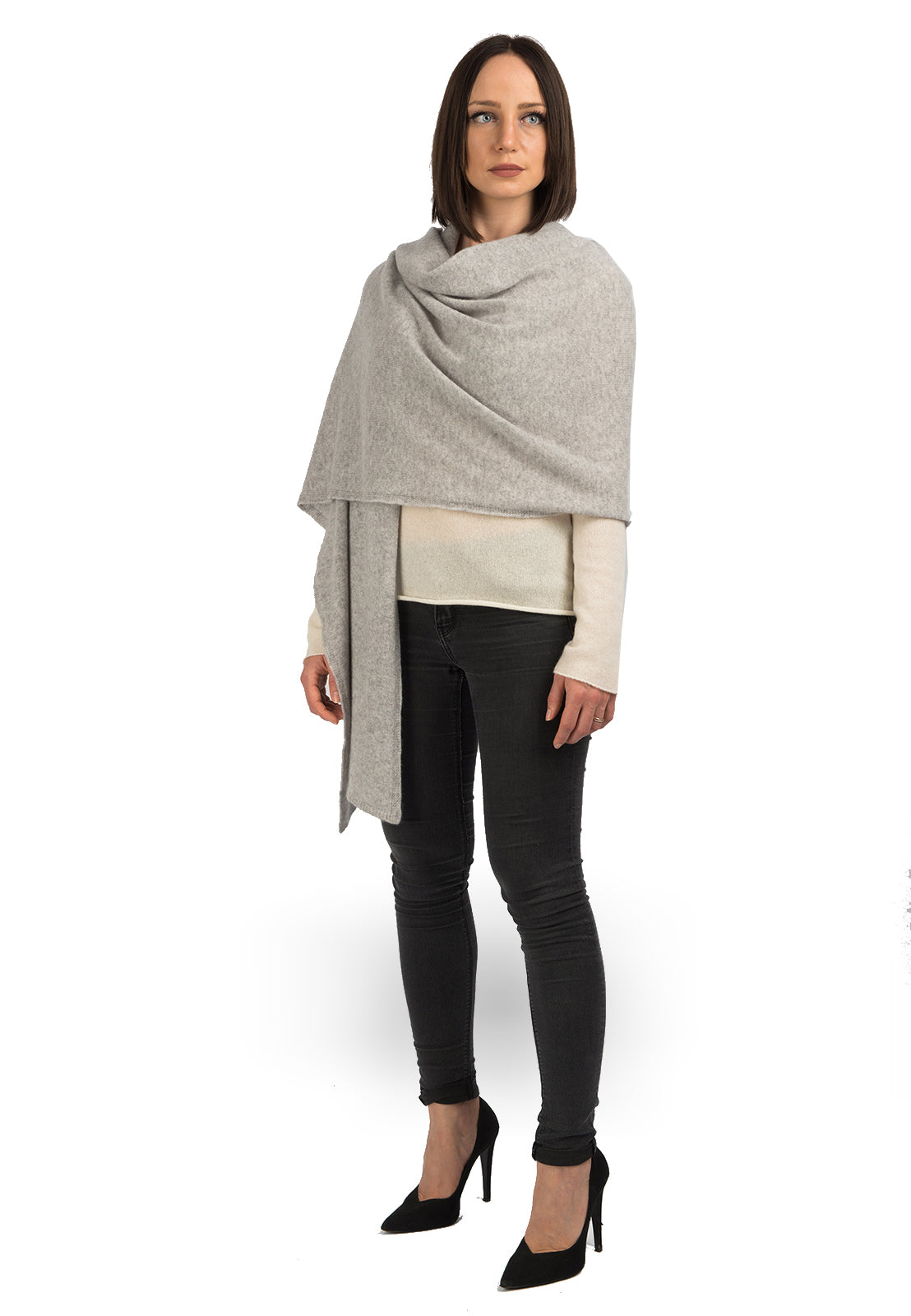 Women's 100% cashmere wrap, colour Grey | Dalle Piane Cashmere