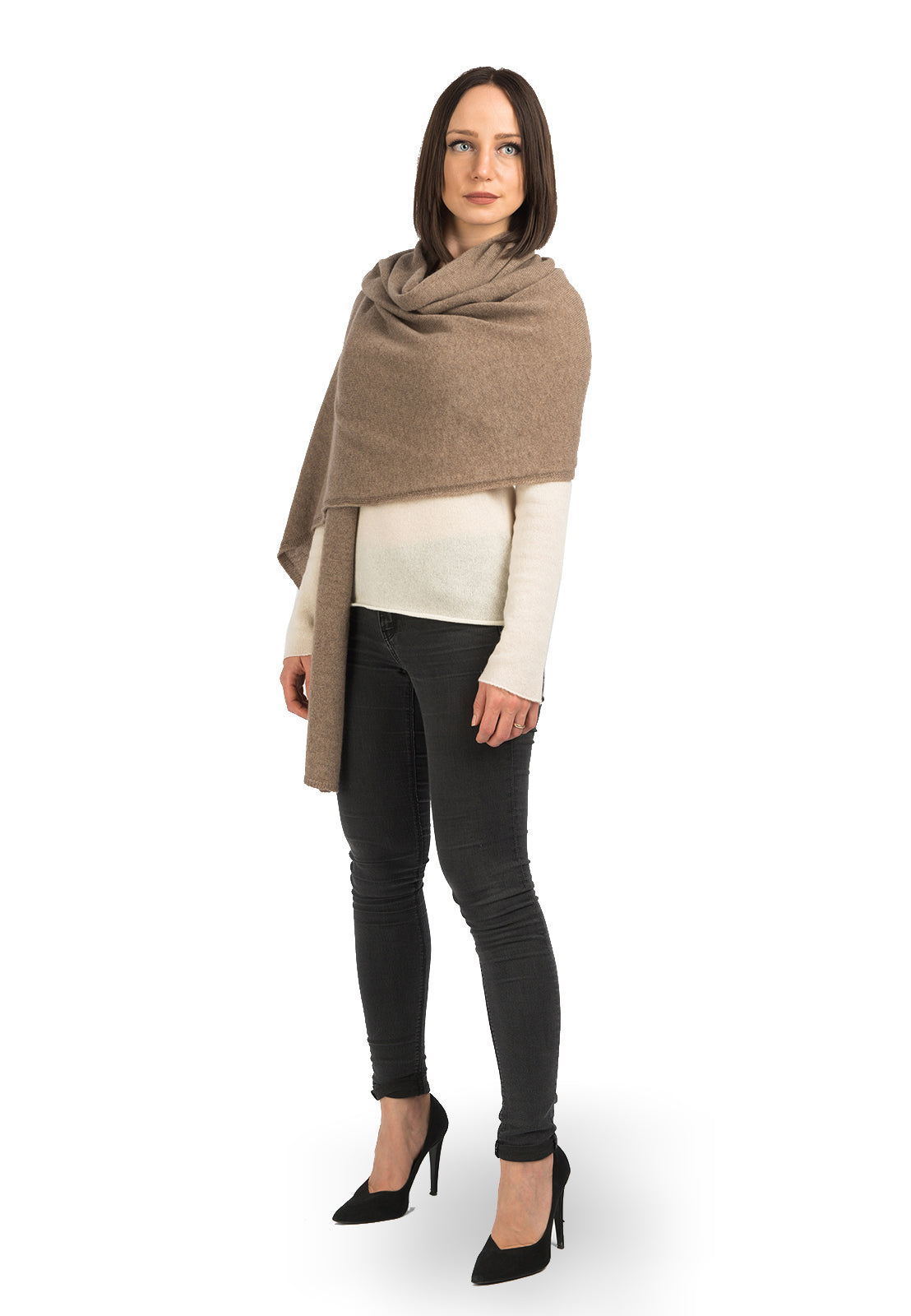 Women's 100% cashmere wrap, colour Mink | Dalle Piane Cashmere