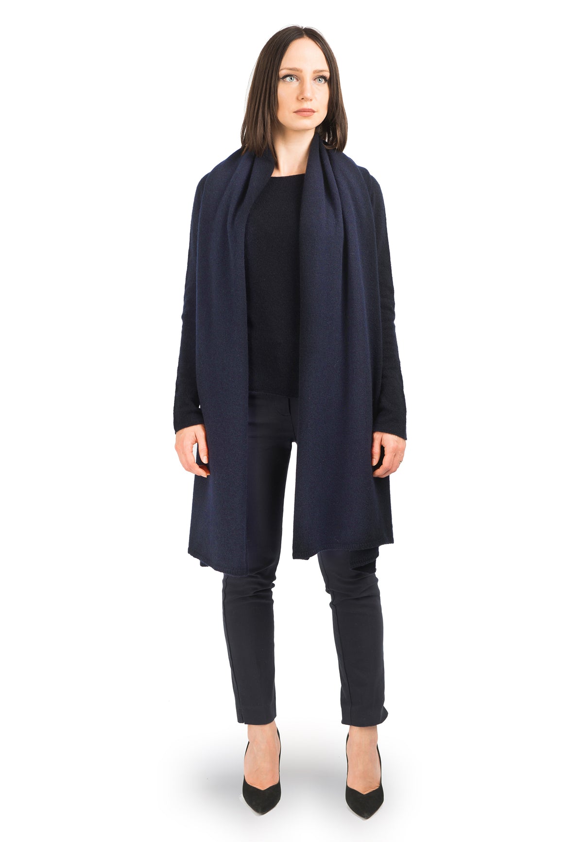 Women's 100% cashmere wrap, colour Blue, view 2 | Dalle Piane Cashmere