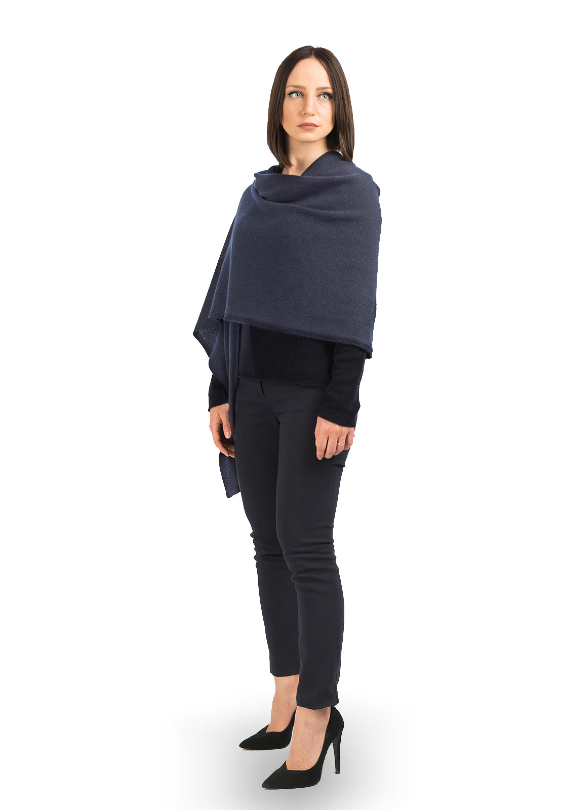 Women's 100% cashmere wrap, colour Blue | Dalle Piane Cashmere