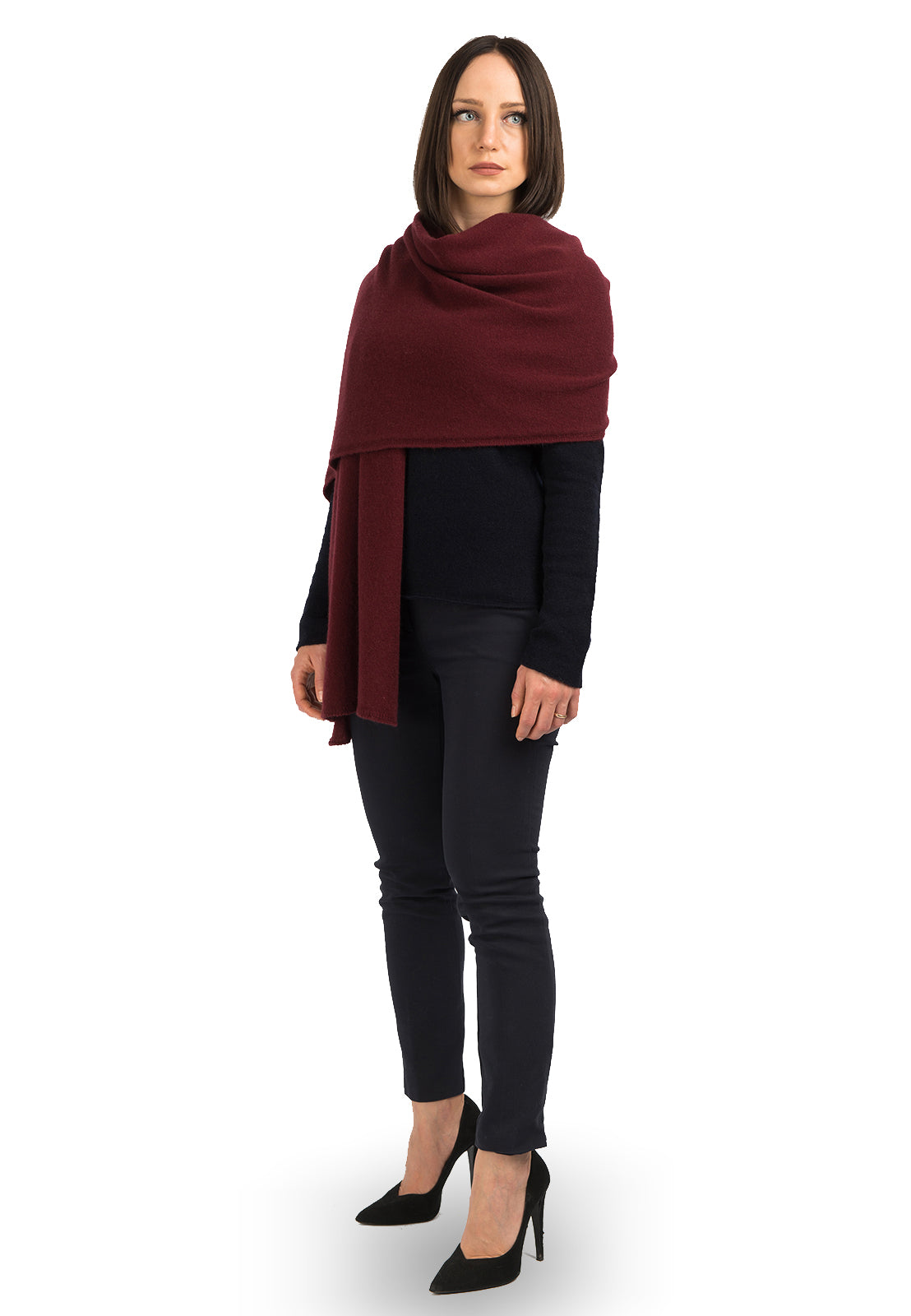 Women's 100% cashmere wrap, colour Bordeaux | Dalle Piane Cashmere