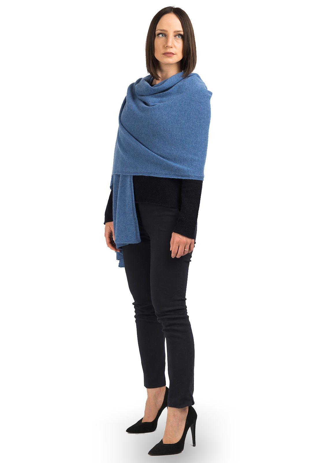 Women's 100% cashmere wrap, colour Light Blue | Dalle Piane Cashmere