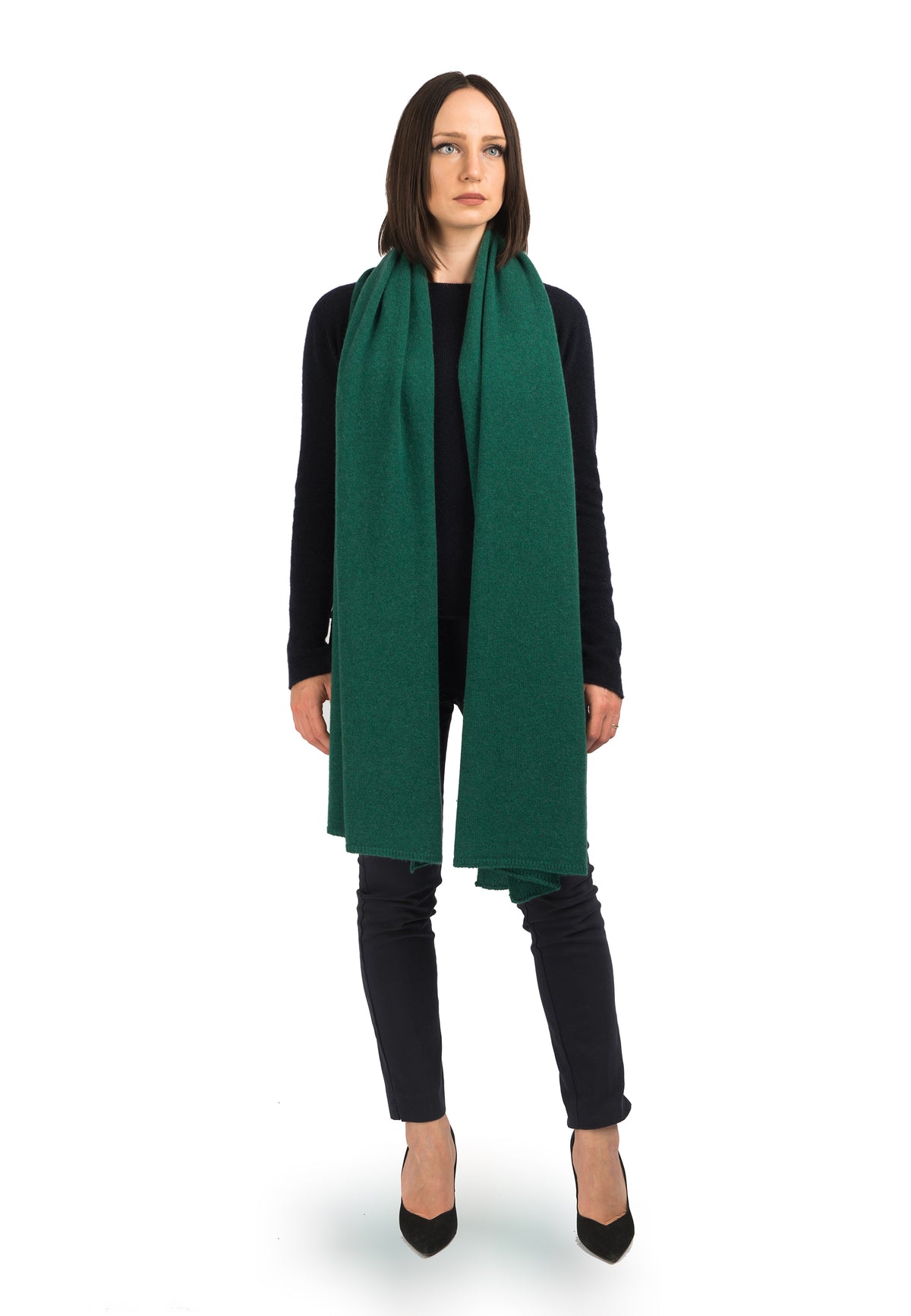 Women's 100% cashmere wrap, colour Green, view 2 | Dalle Piane Cashmere