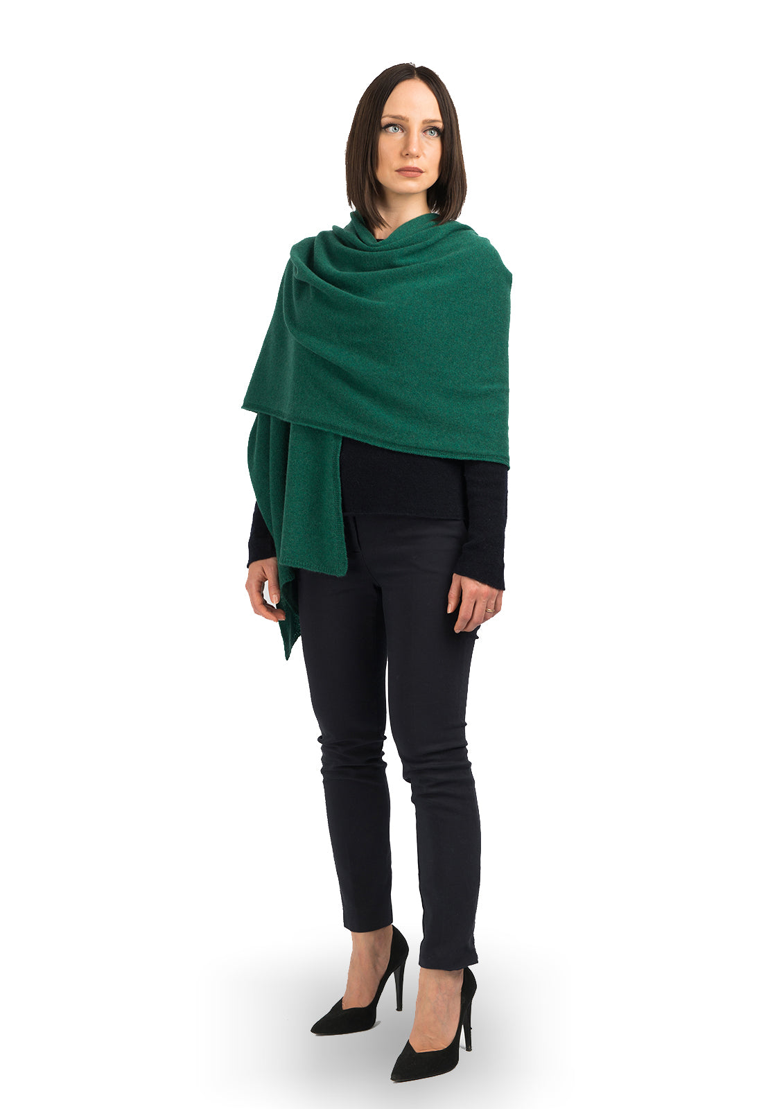 Women's 100% cashmere wrap, colour Green | Dalle Piane Cashmere