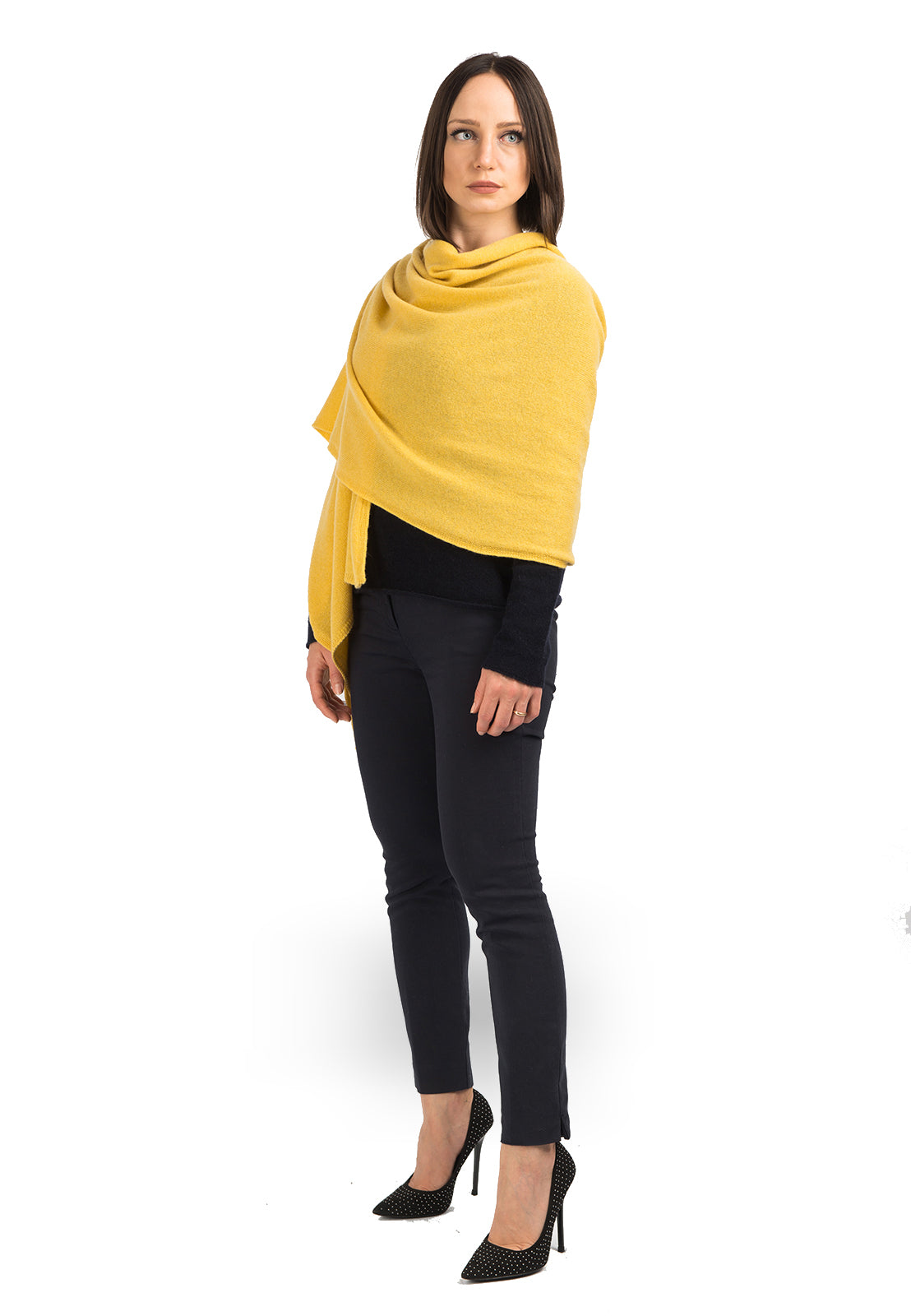 Women's 100% cashmere wrap, colour Yellow | Dalle Piane Cashmere