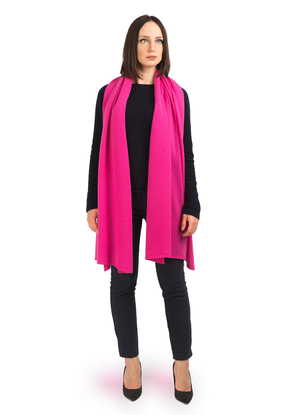 Women's 100% cashmere wrap, colour Fuchsia, view 2 | Dalle Piane Cashmere