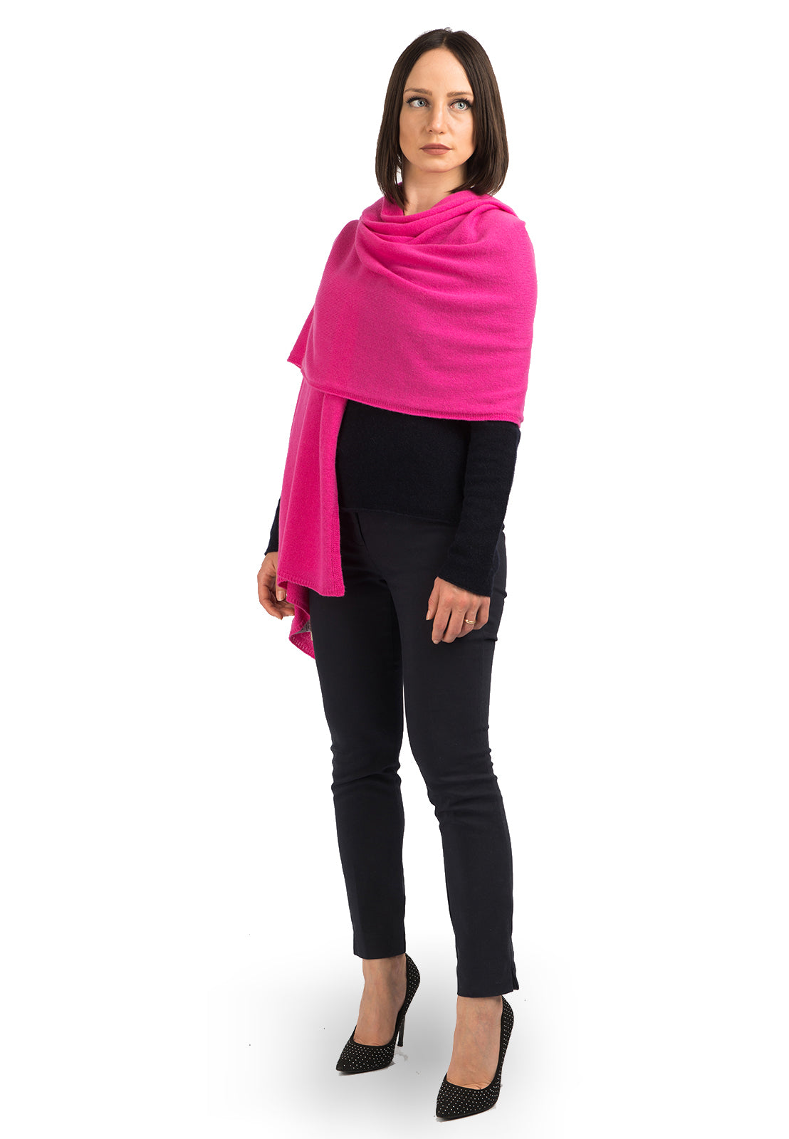 Women's 100% cashmere wrap, colour Fuchsia | Dalle Piane Cashmere