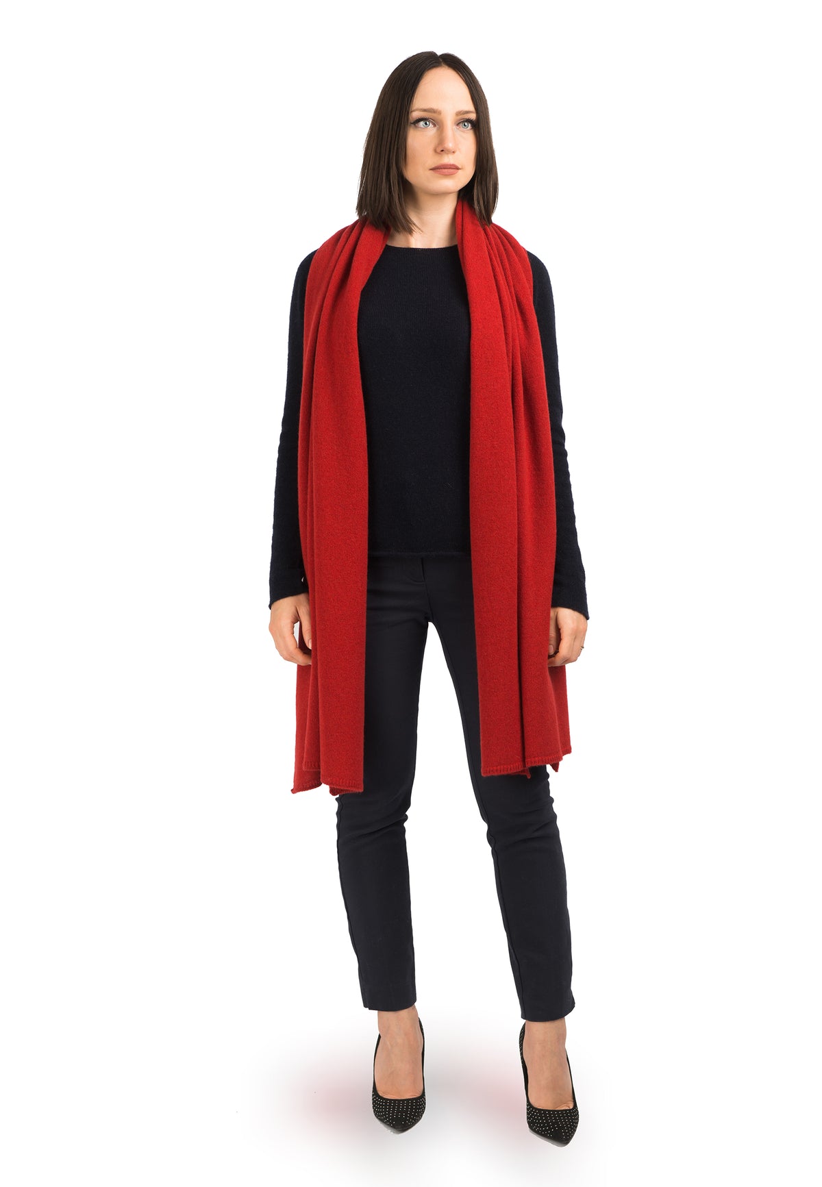 Women's 100% cashmere wrap, colour Red, view 2 | Dalle Piane Cashmere