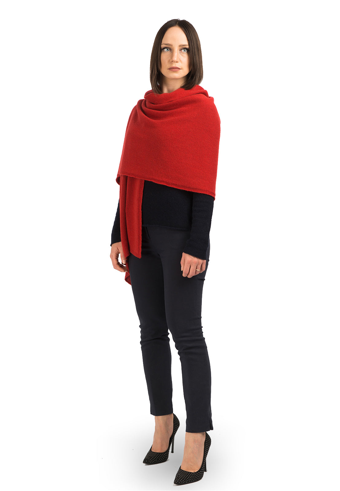 Women's 100% cashmere wrap, colour Red | Dalle Piane Cashmere