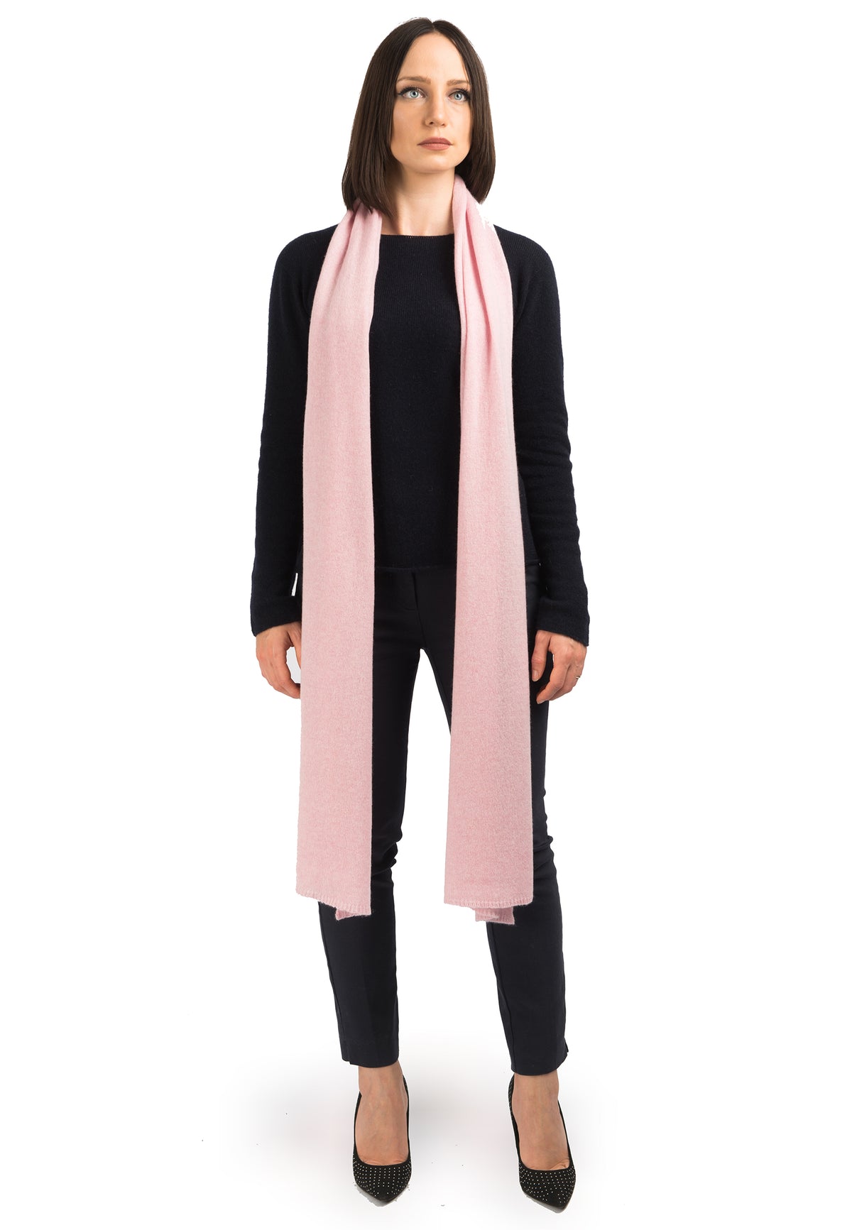 Women's wide 100% cashmere scarf, colour Pink | Dalle Piane Cashmere