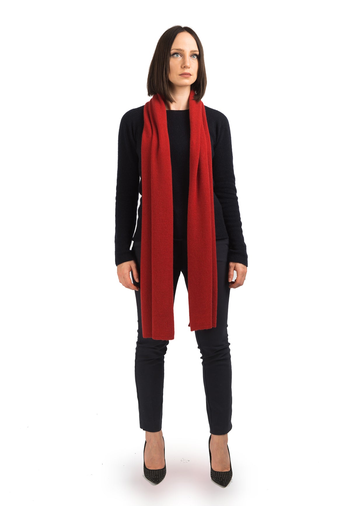 Women's wide 100% cashmere scarf, colour Red | Dalle Piane Cashmere