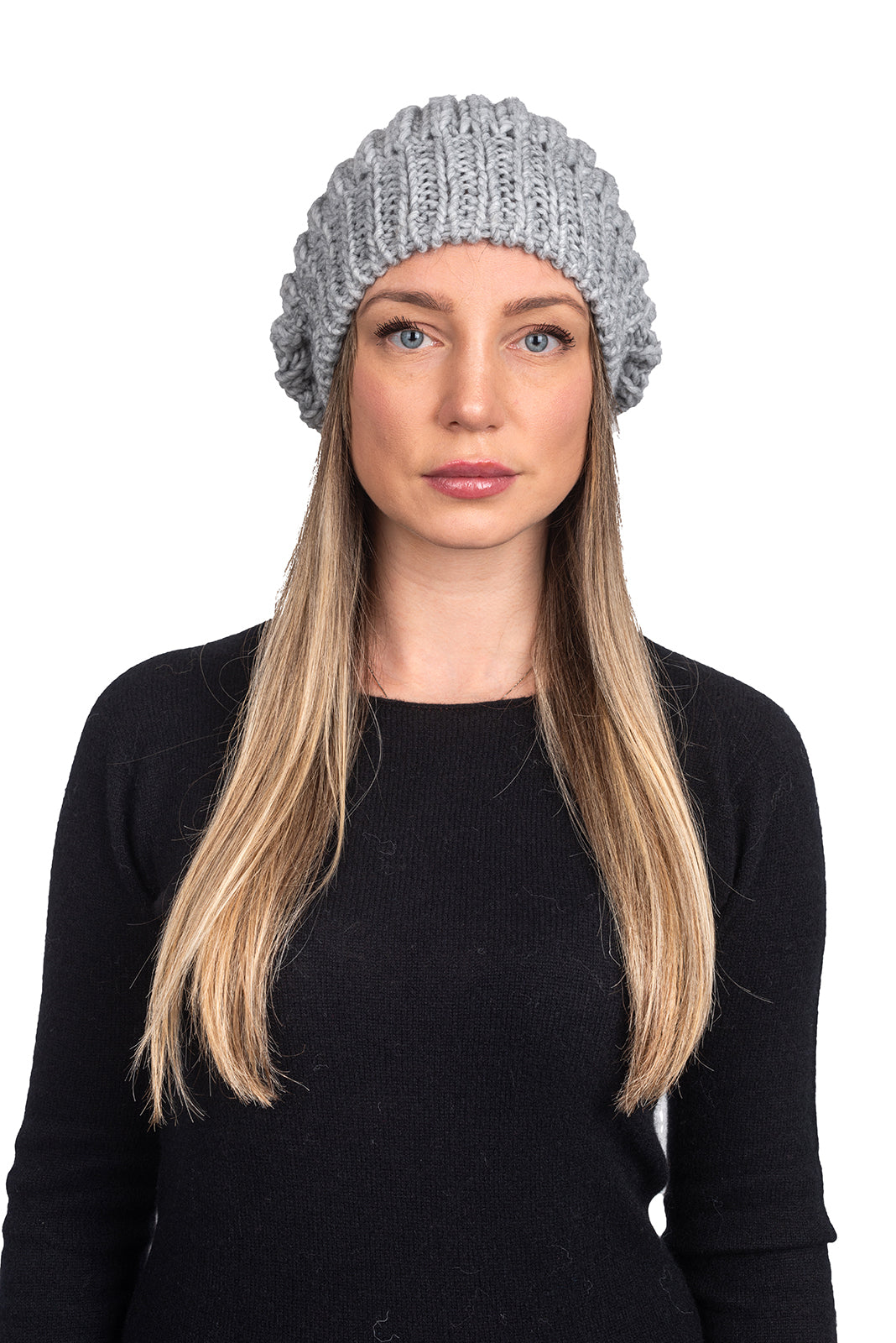 Women's fisherman's rib beanie, colour Grey | Dalle Piane Cashmere