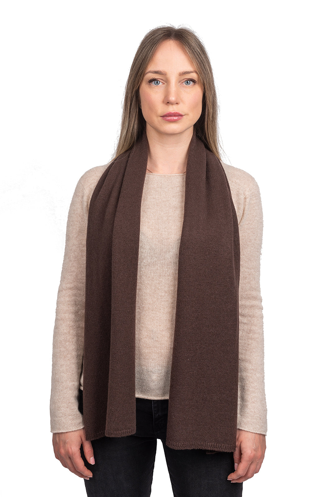 Unisex 100% cashmere scarf, colour Brown | Dalle Piane Cashmere