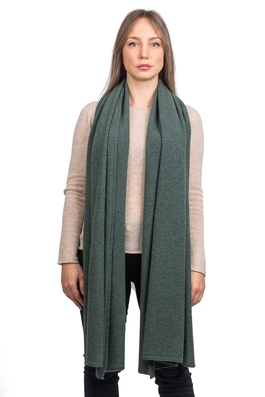 Women's 100% cashmere wrap, colour Sage Green | Dalle Piane Cashmere