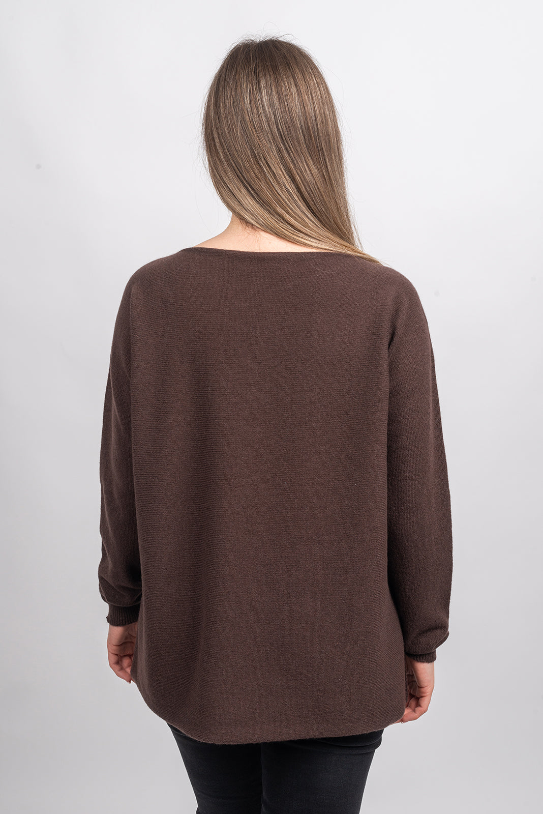 Women's 100% cashmere oversized sweater, colour Brown, view 3 | Dalle Piane Cashmere